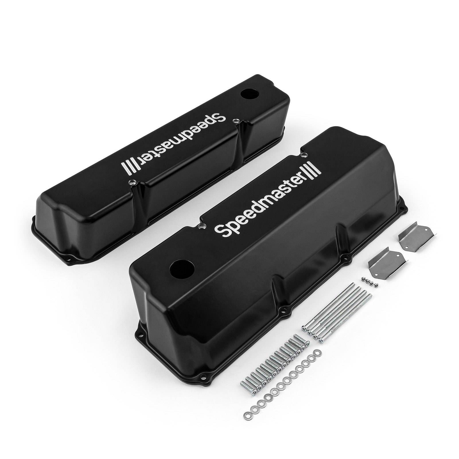 Speedmaster® PCE314.1088.09 Ford 351C Cleveland Black Aluminum Valve Covers Tall w/ Hole