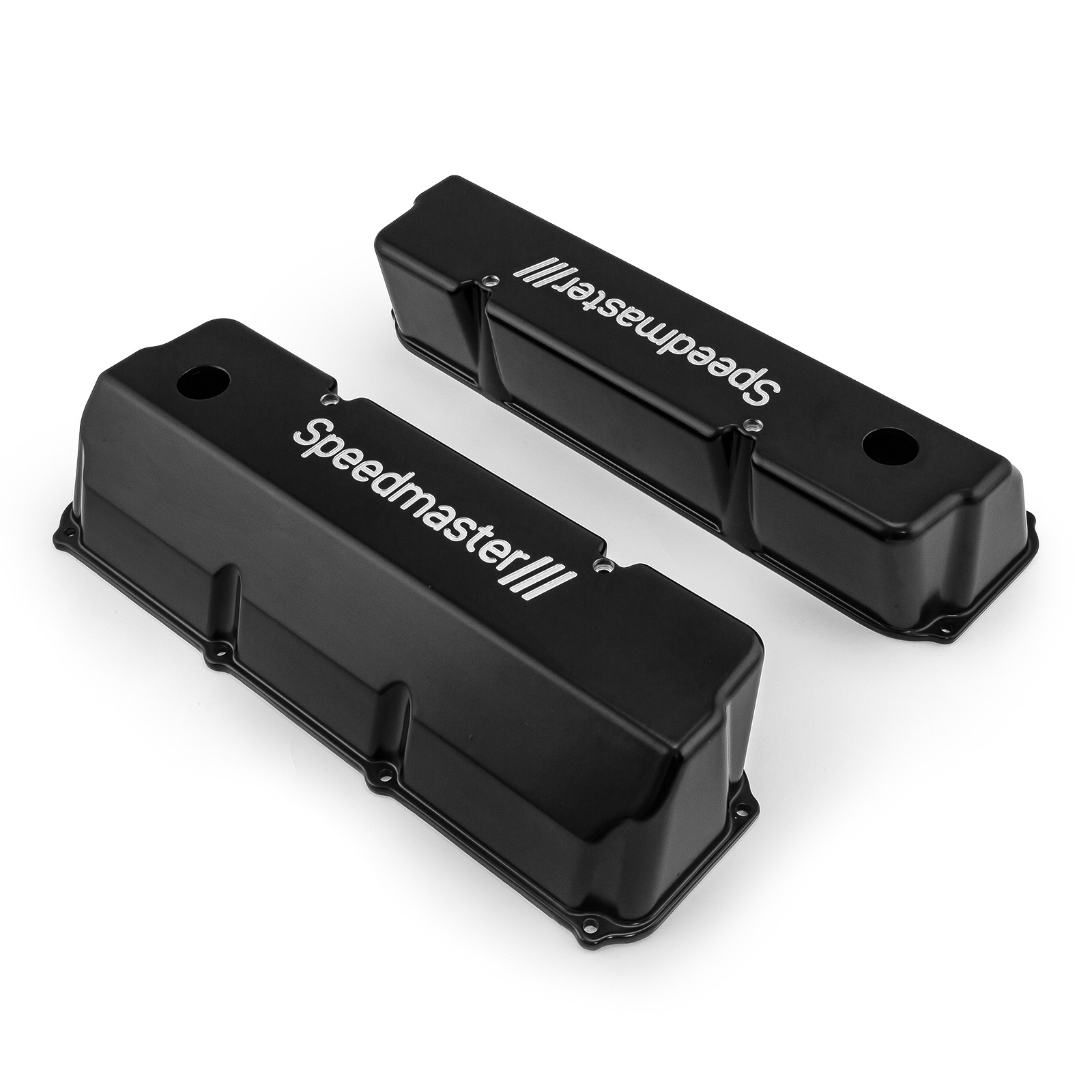 Speedmaster® PCE314.1088.09 Ford 351C Cleveland Black Aluminum Valve Covers Tall w/ Hole
