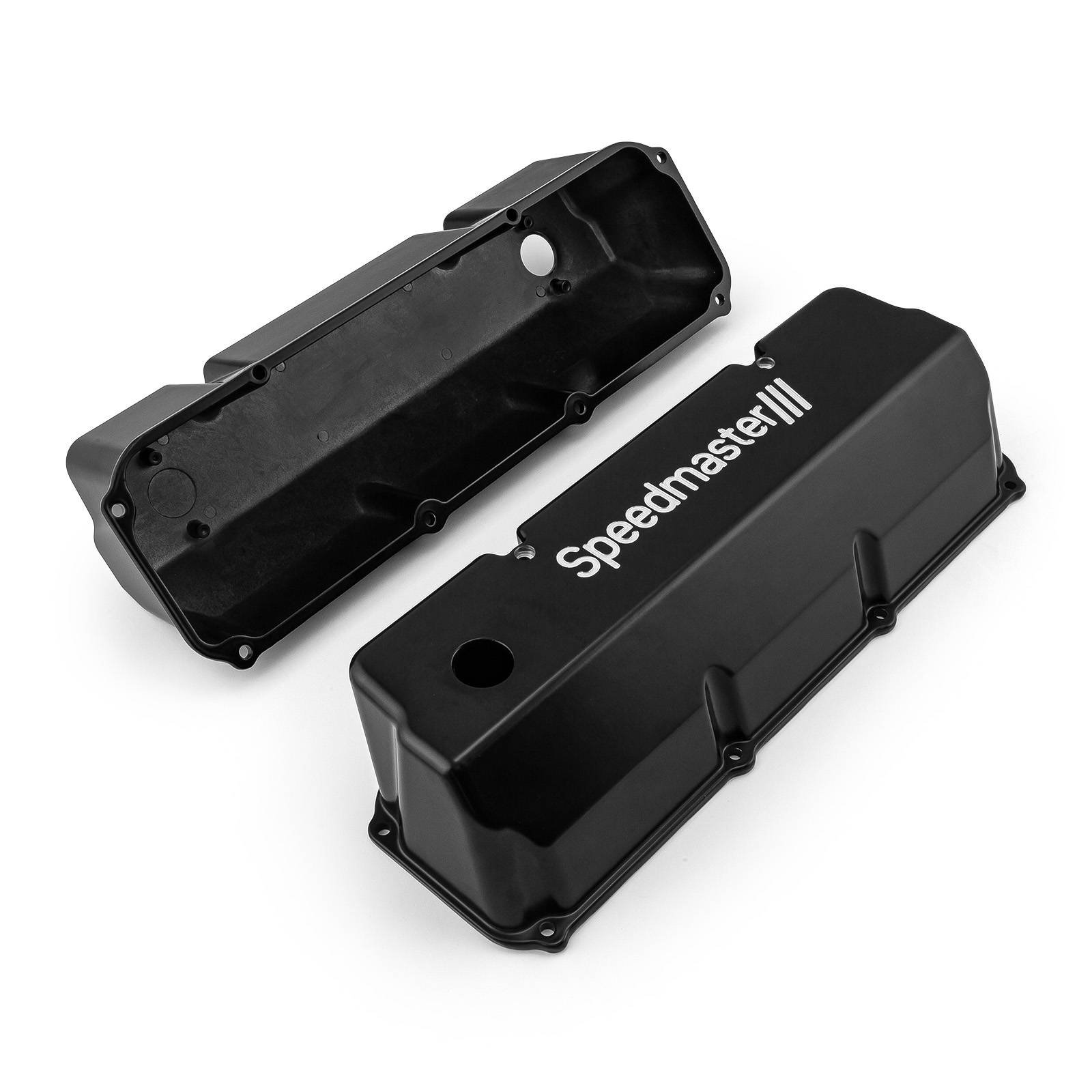 Speedmaster® PCE314.1088.09 Ford 351C Cleveland Black Aluminum Valve Covers Tall w/ Hole