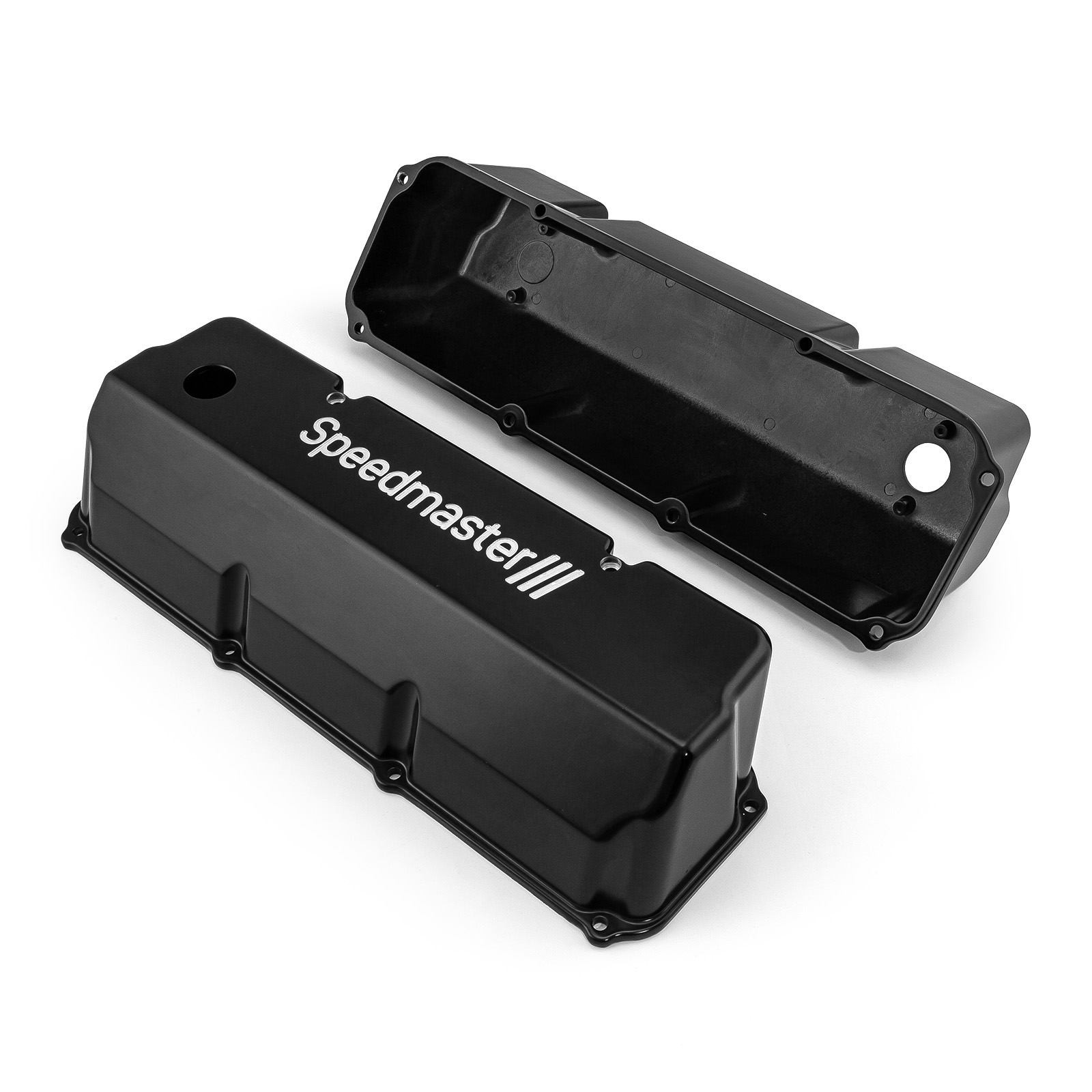 Speedmaster® PCE314.1088.09 Ford 351C Cleveland Black Aluminum Valve Covers Tall w/ Hole