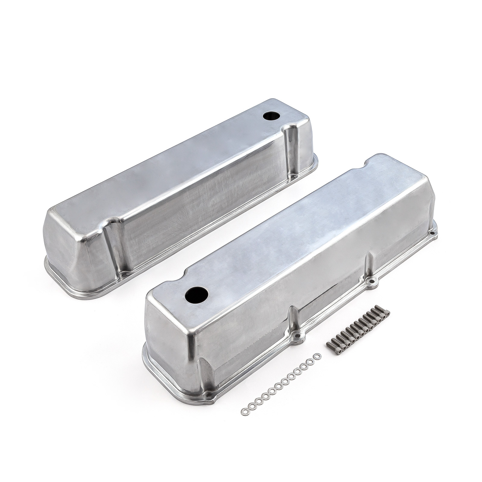 Speedmaster® PCE314.1091.01 Ford 429 460 Polished Aluminum Plain Valve Covers - Tall w/ Hole
