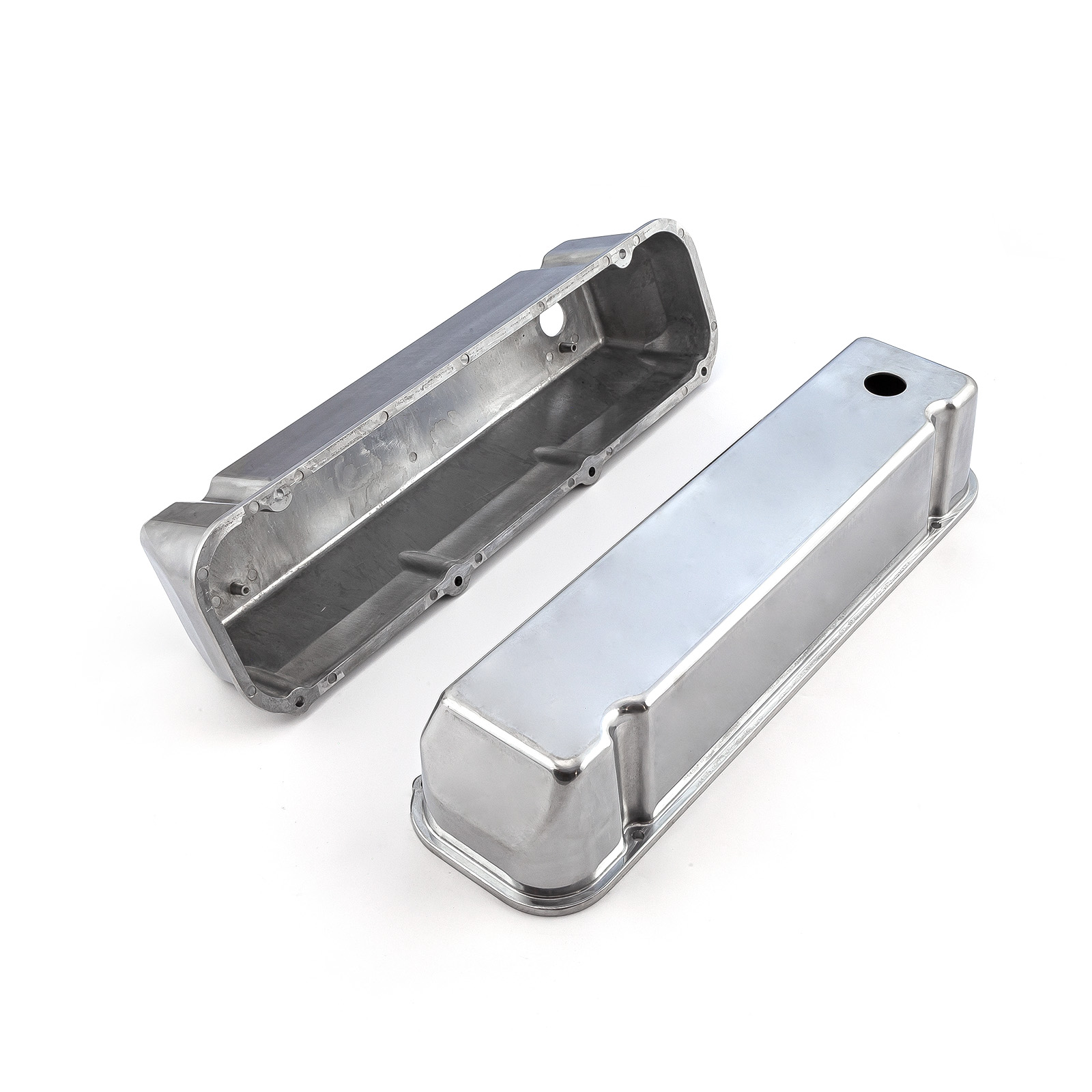Speedmaster® PCE314.1091.01 Ford 429 460 Polished Aluminum Plain Valve Covers - Tall w/ Hole