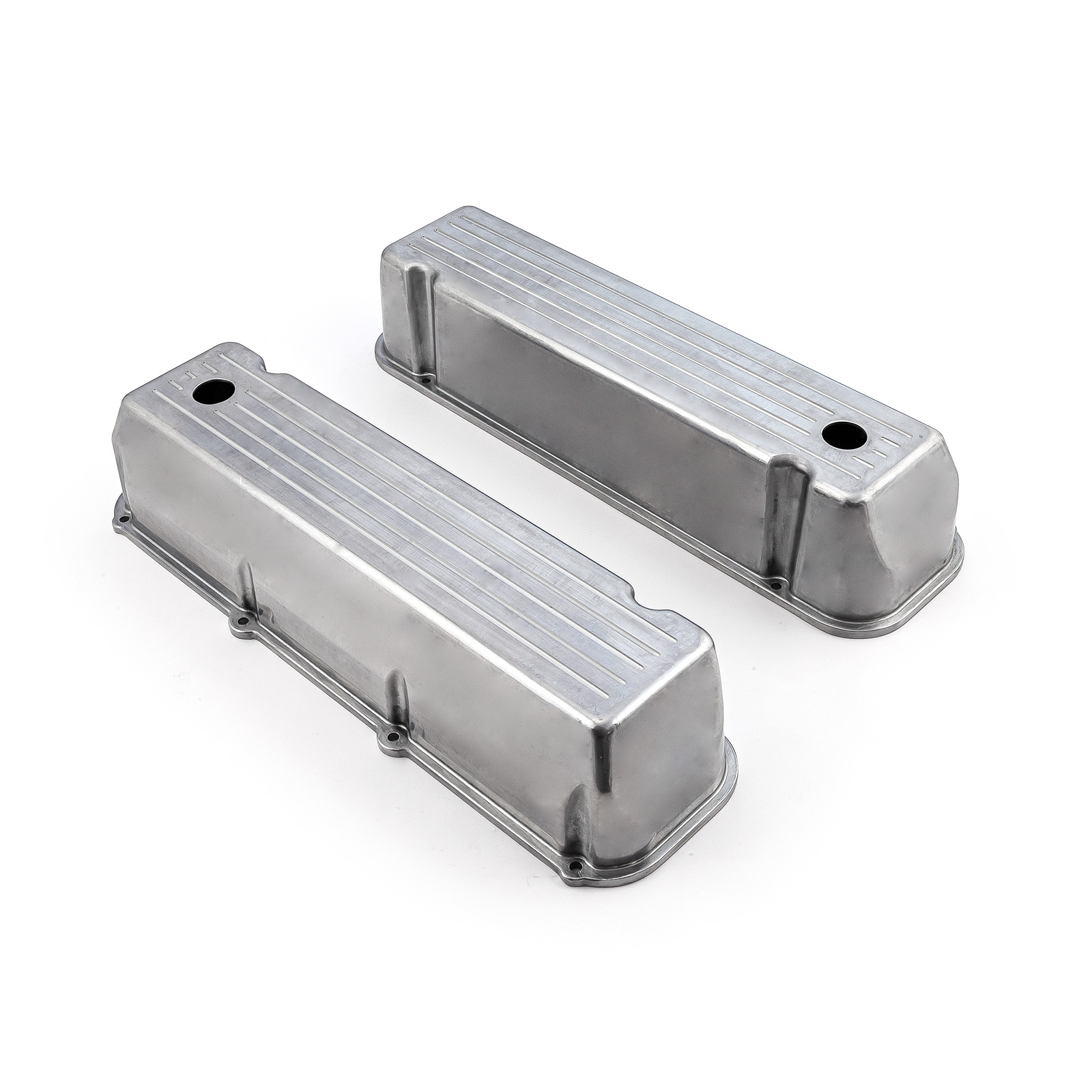 Speedmaster® PCE314.1091.02 Ford 429 460 Polished Aluminum Ball Milled Valve Covers - Tall w/ Hole