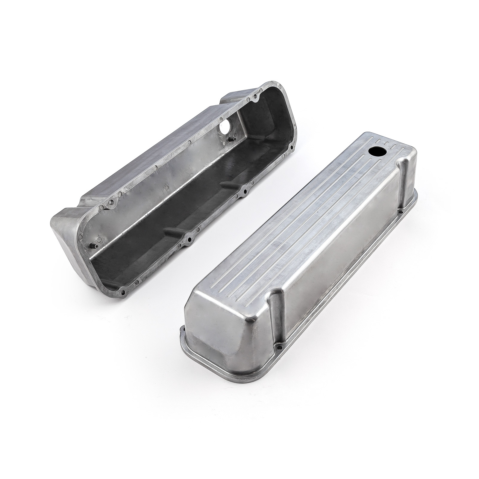 Speedmaster® PCE314.1091.02 Ford 429 460 Polished Aluminum Ball Milled Valve Covers - Tall w/ Hole