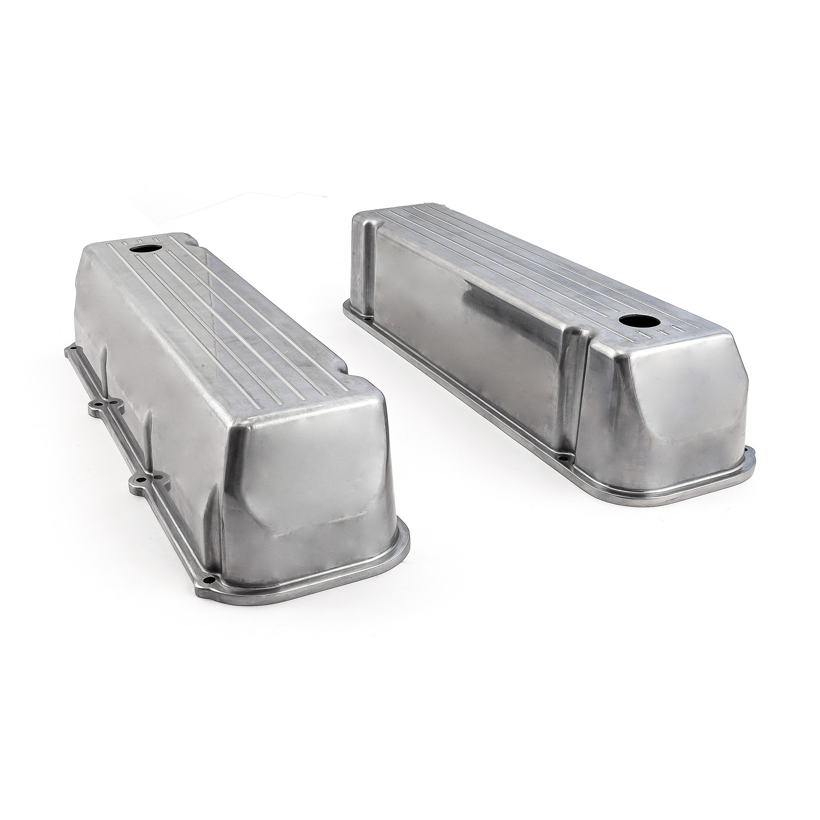 Speedmaster® PCE314.1091.02 Ford 429 460 Polished Aluminum Ball Milled Valve Covers - Tall w/ Hole
