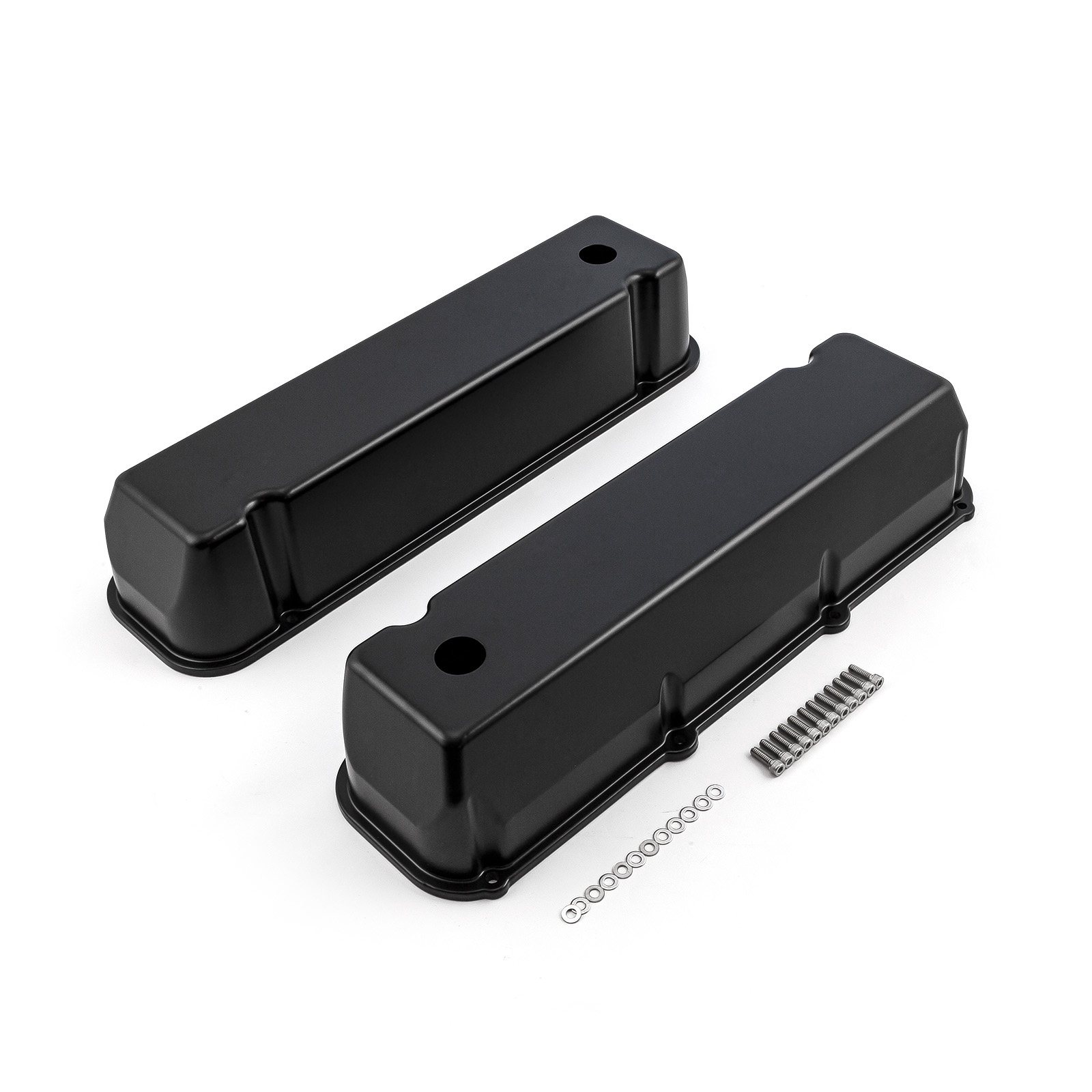 Speedmaster® PCE314.1091.03 Ford 429 460 Black Aluminum Plain Valve Covers - Tall w/ Hole
