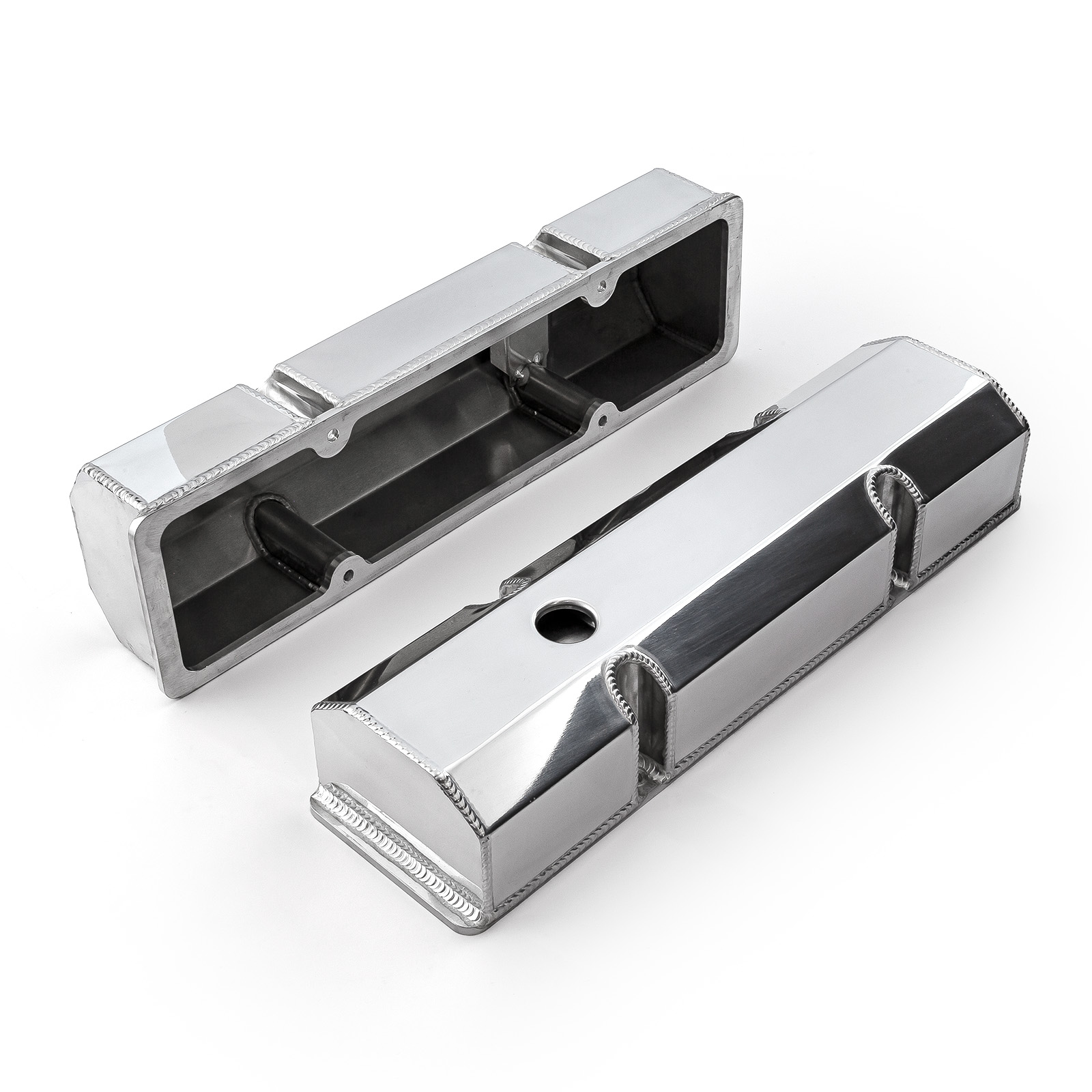 Speedmaster® PCE314.1100.01 Chevy SBC 350 Fabricated Valve Covers Polished Tall w/ Hole