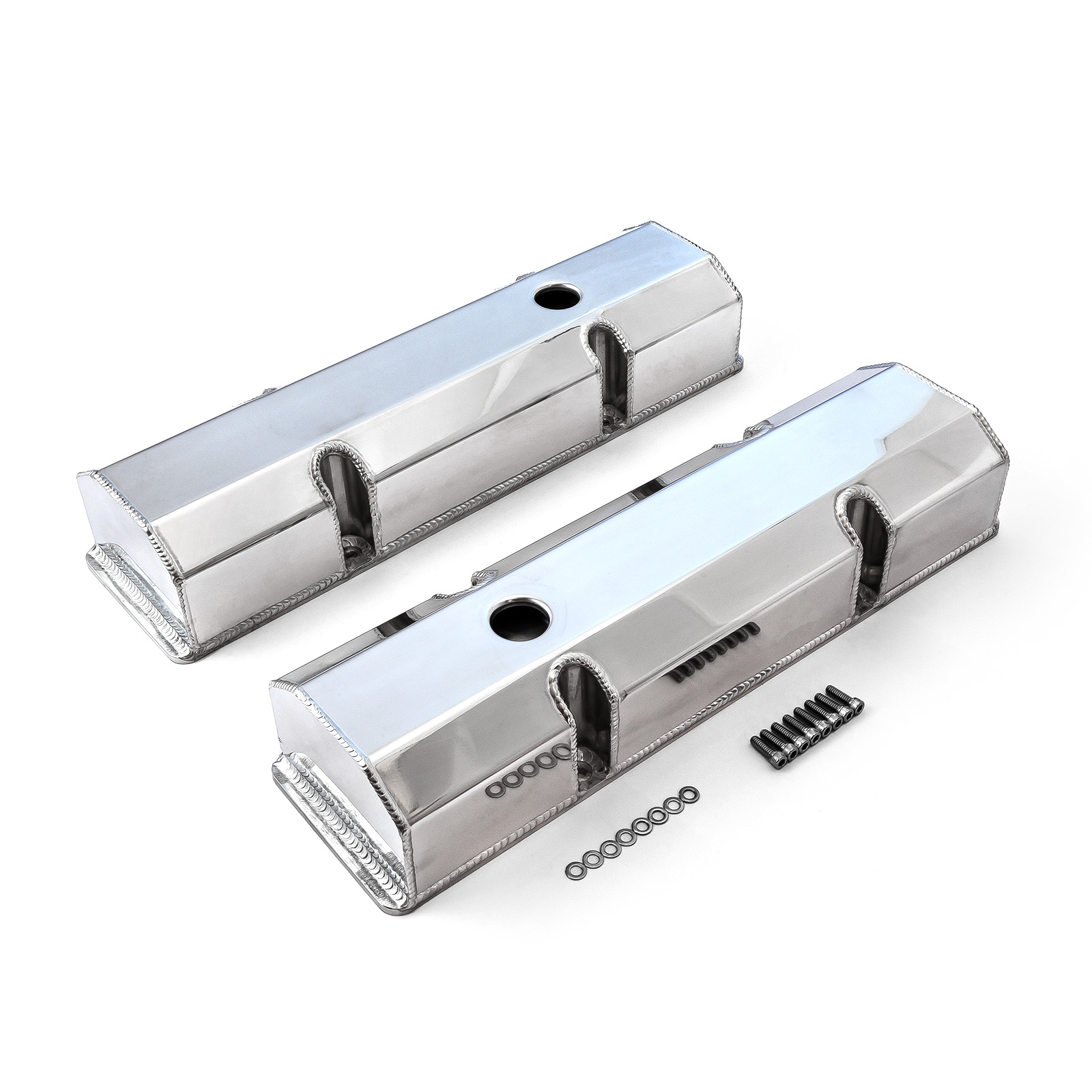 Speedmaster® PCE314.1101.01 Chevy SBC 350 Fabricated Valve Covers Polished Tall w/o Hole