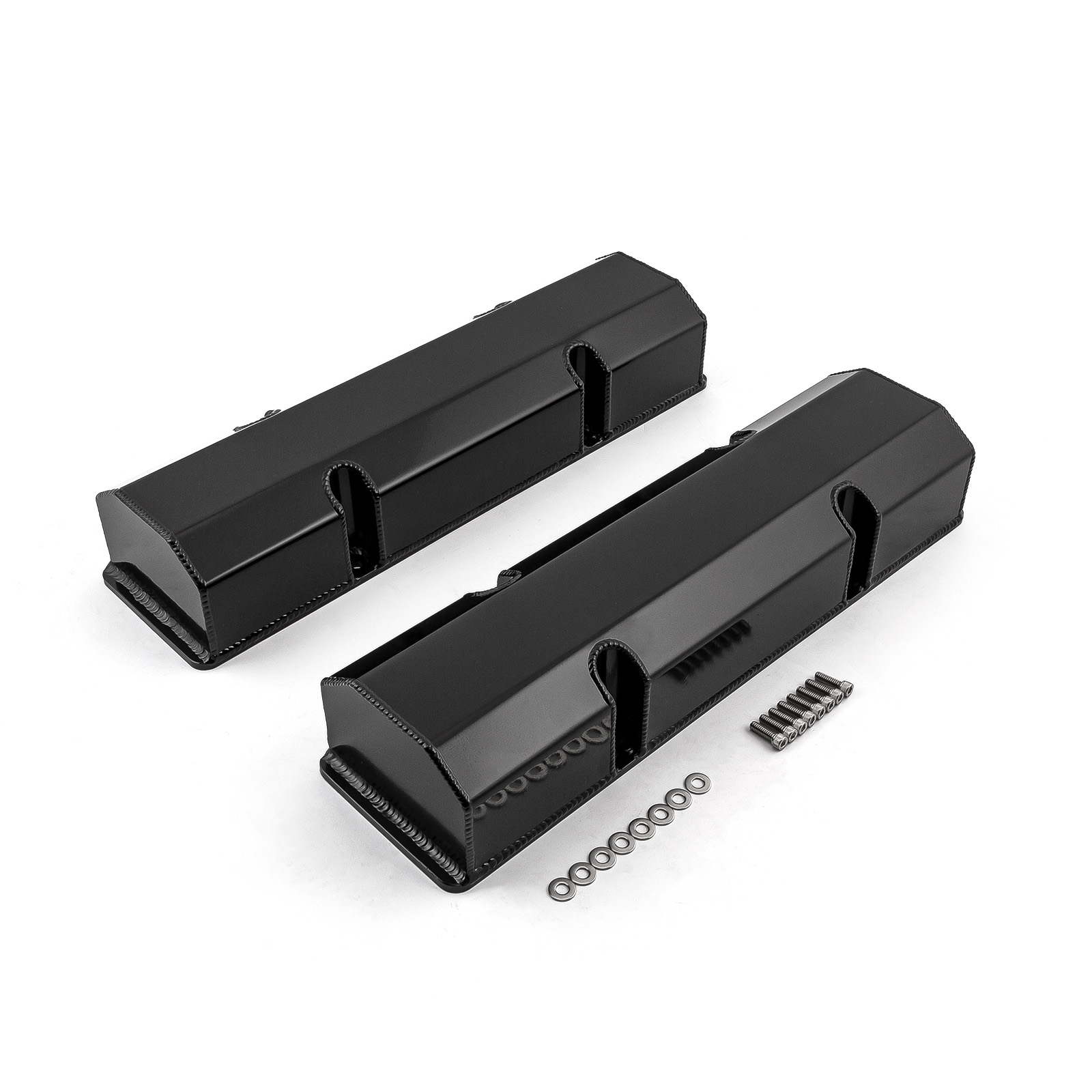 Speedmaster® PCE314.1101.03 Chevy SBC 350 Fabricated Valve Covers Black Tall w/o Hole