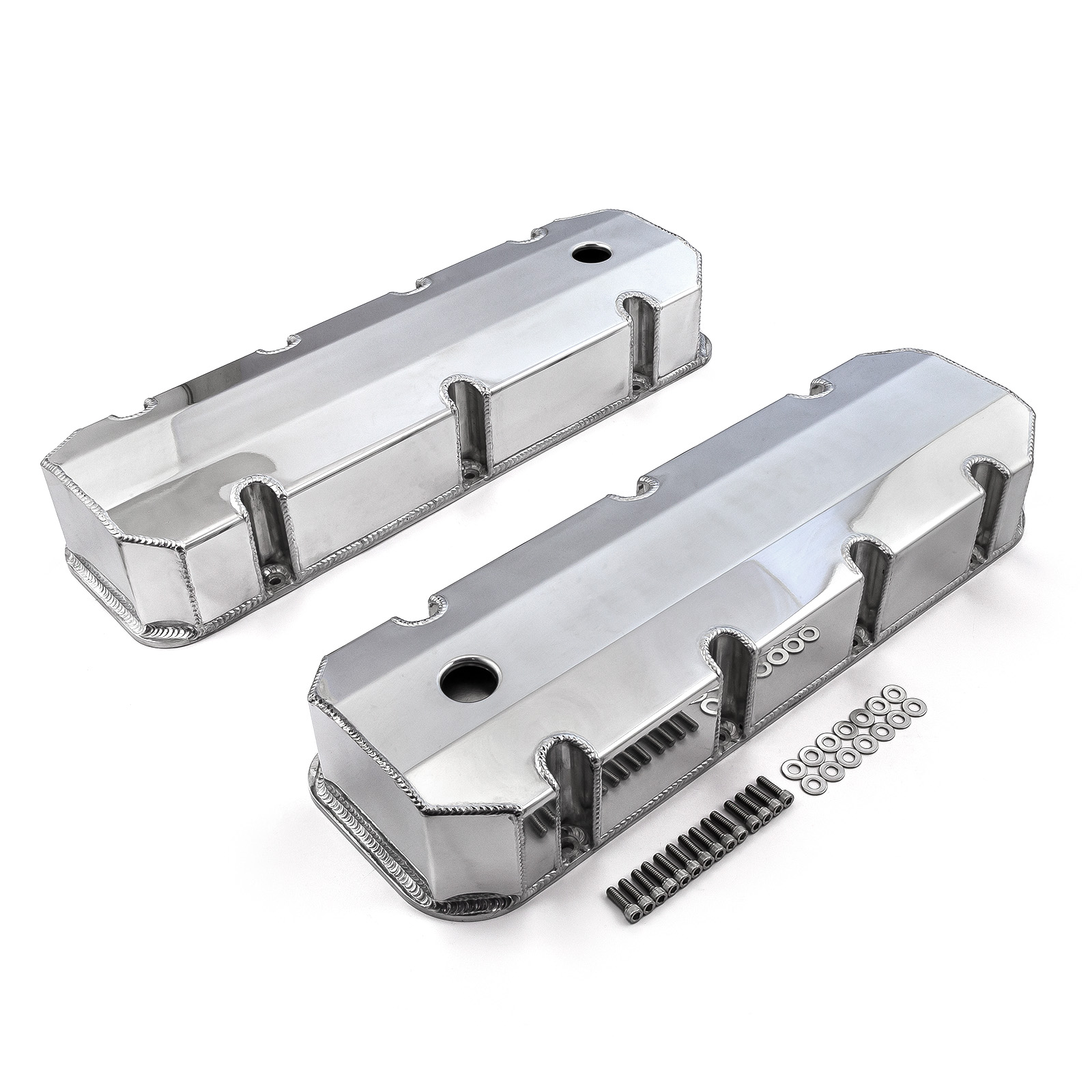 Speedmaster® PCE314.1105.02 Chevy BBC 454 Fabricated Valve Covers Polished Tall w/ Hole