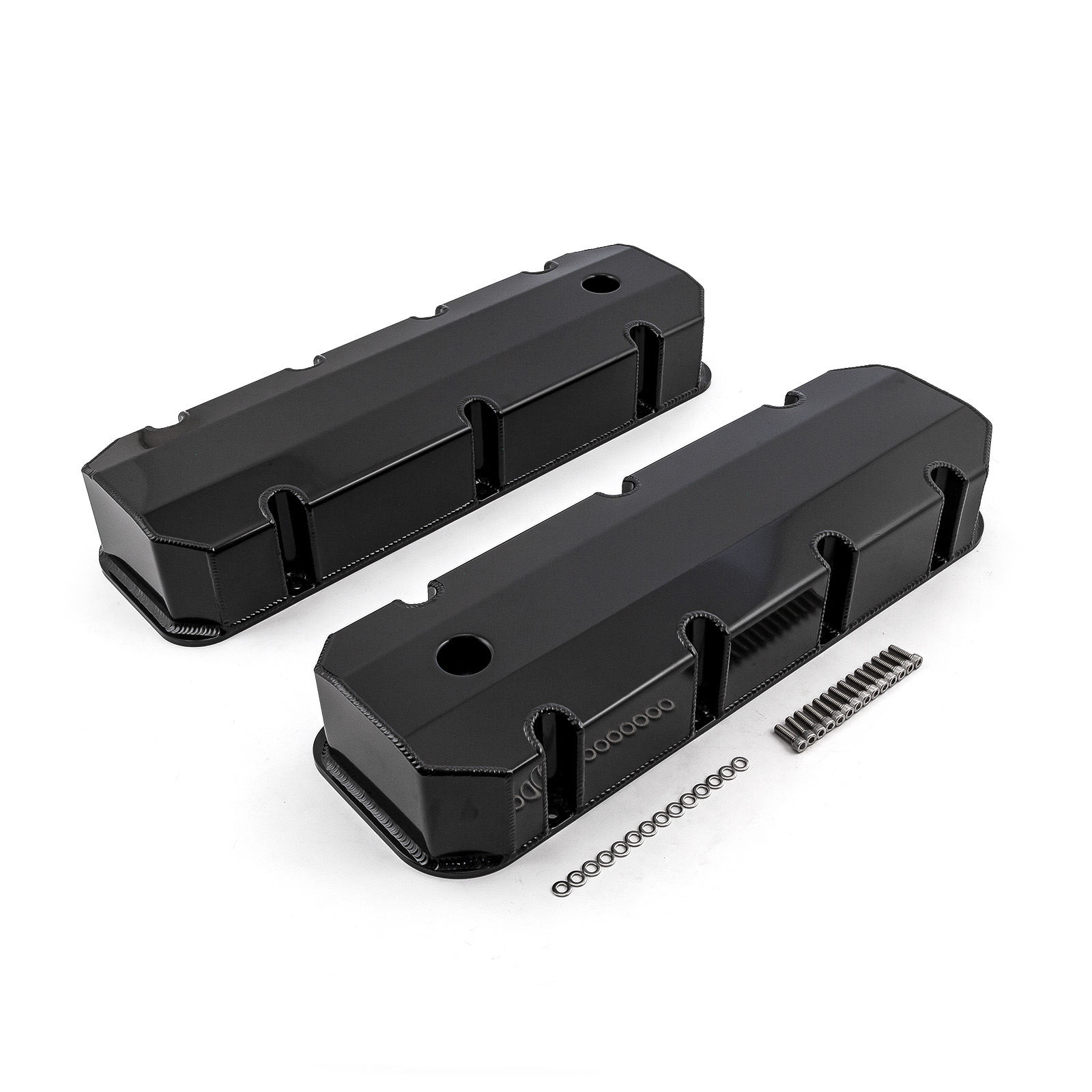Speedmaster® PCE314.1105.03 Chevy BBC 454 Fabricated Valve Covers Black Tall w/ Hole