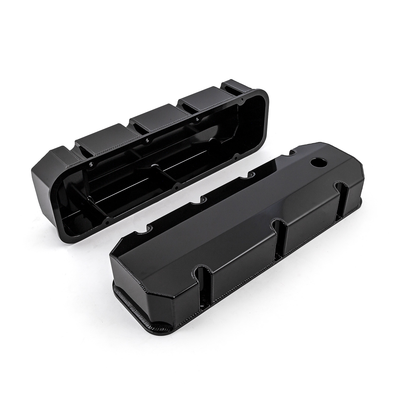 Speedmaster® PCE314.1105.03 Chevy BBC 454 Fabricated Valve Covers Black Tall w/ Hole