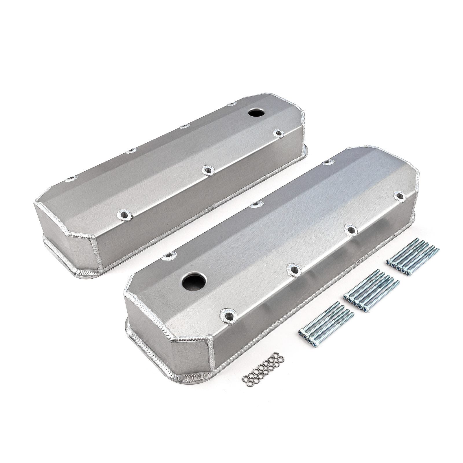 Speedmaster® PCE314.1108.01 Chevy BBC 454 Long Bolt Fabricated Valve Covers Satin Tall w/ Hole