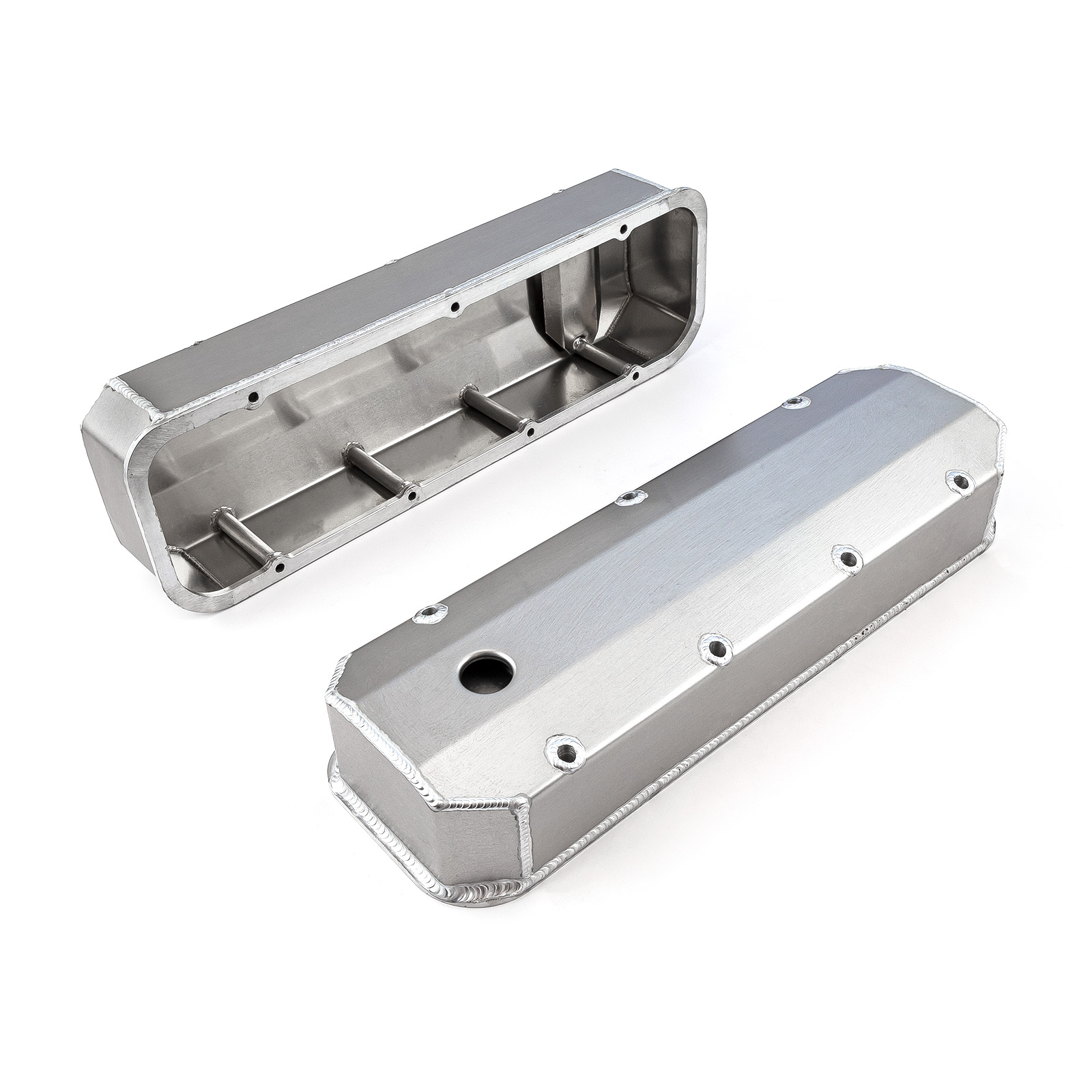 Speedmaster® PCE314.1108.01 Chevy BBC 454 Long Bolt Fabricated Valve Covers Satin Tall w/ Hole