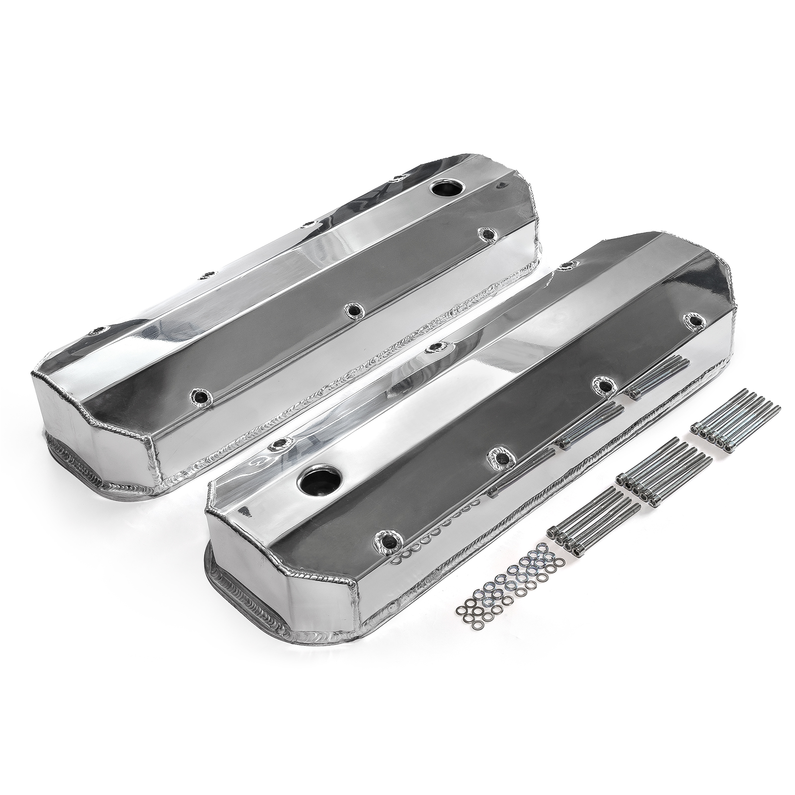 Speedmaster® PCE314.1108.02 Chevy BBC 454 Long Bolt Fabricated Valve Covers Polished Tall w/ Hole