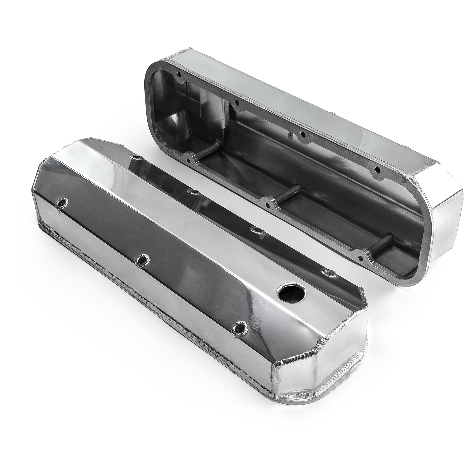 Speedmaster® PCE314.1108.02 Chevy BBC 454 Long Bolt Fabricated Valve Covers Polished Tall w/ Hole