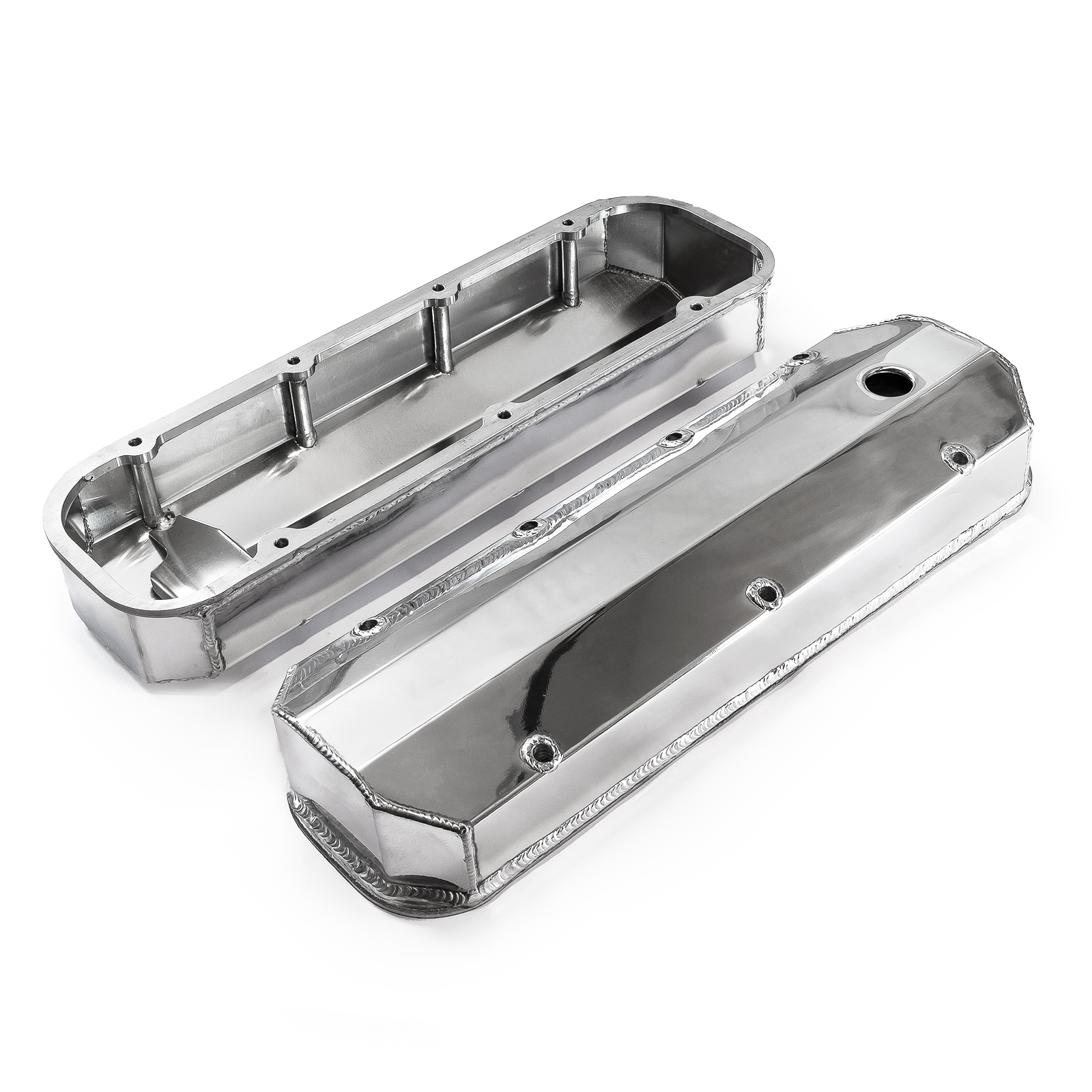 Speedmaster® PCE314.1108.02 Chevy BBC 454 Long Bolt Fabricated Valve Covers Polished Tall w/ Hole
