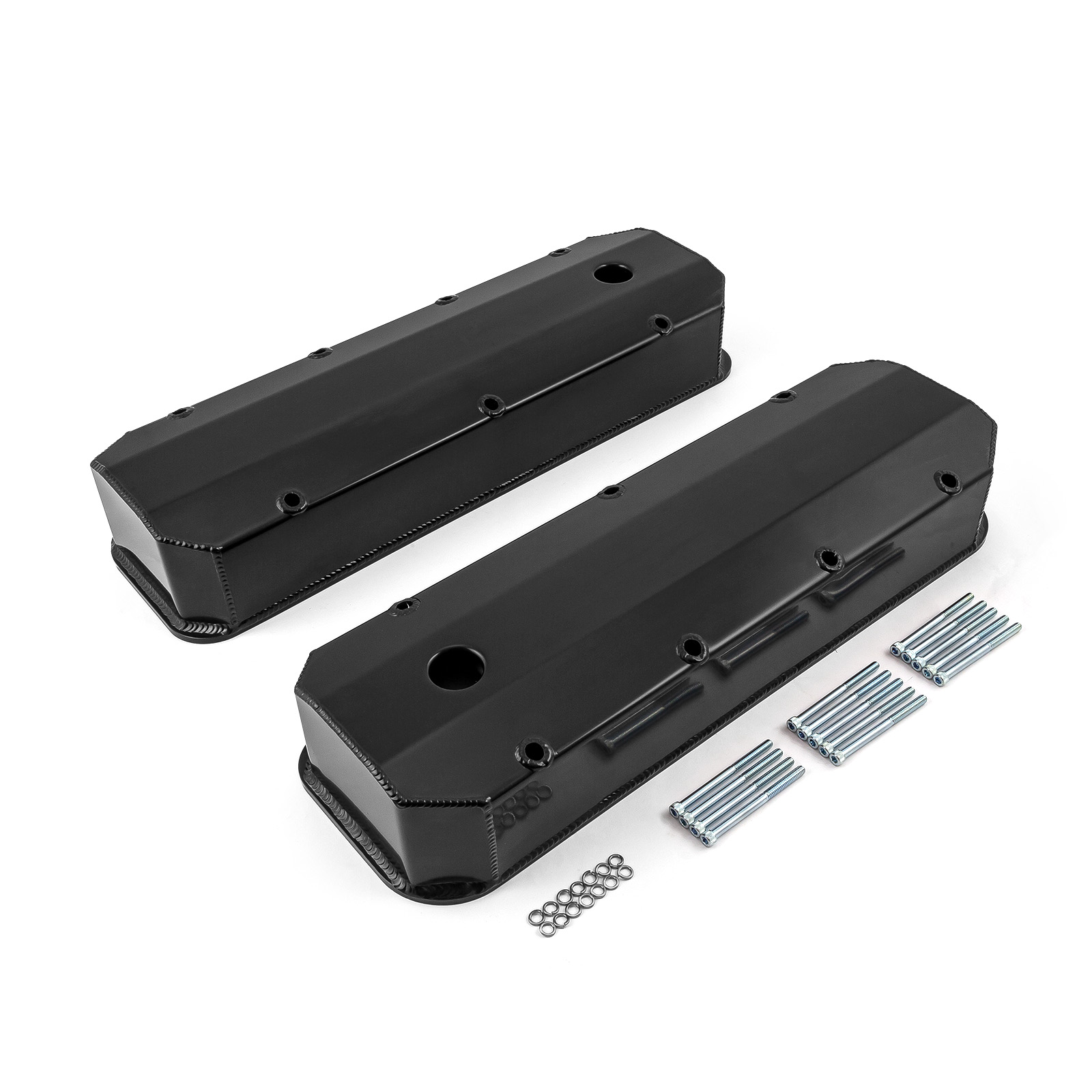 Speedmaster® PCE314.1108.03 Chevy BBC 454 Long Bolt Fabricated Valve Covers Black Tall w/ Hole