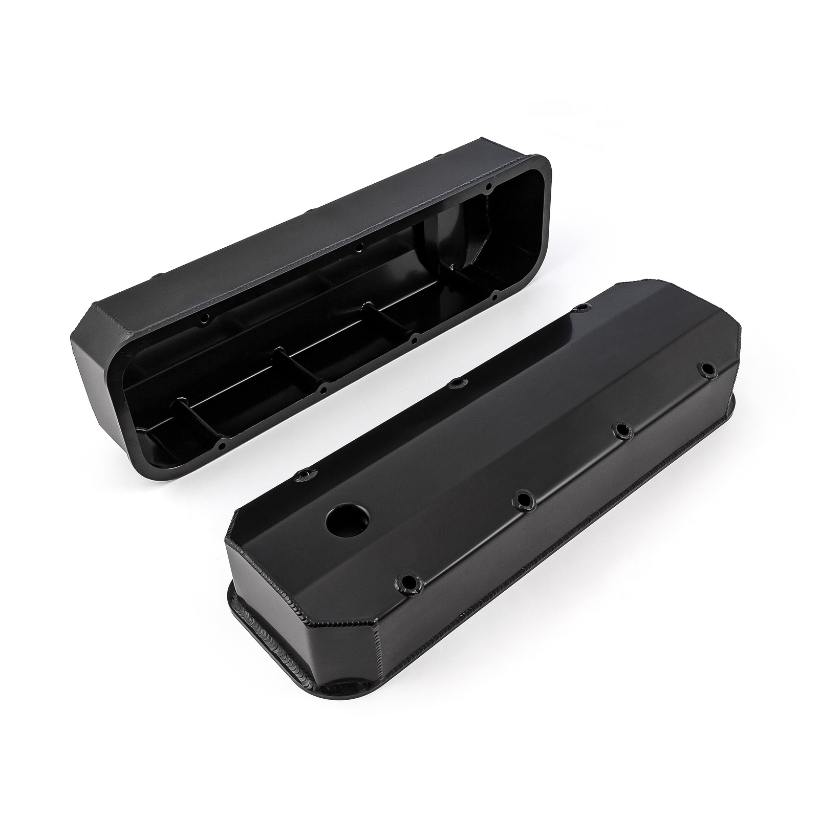 Speedmaster® PCE314.1108.03 Chevy BBC 454 Long Bolt Fabricated Valve Covers Black Tall w/ Hole