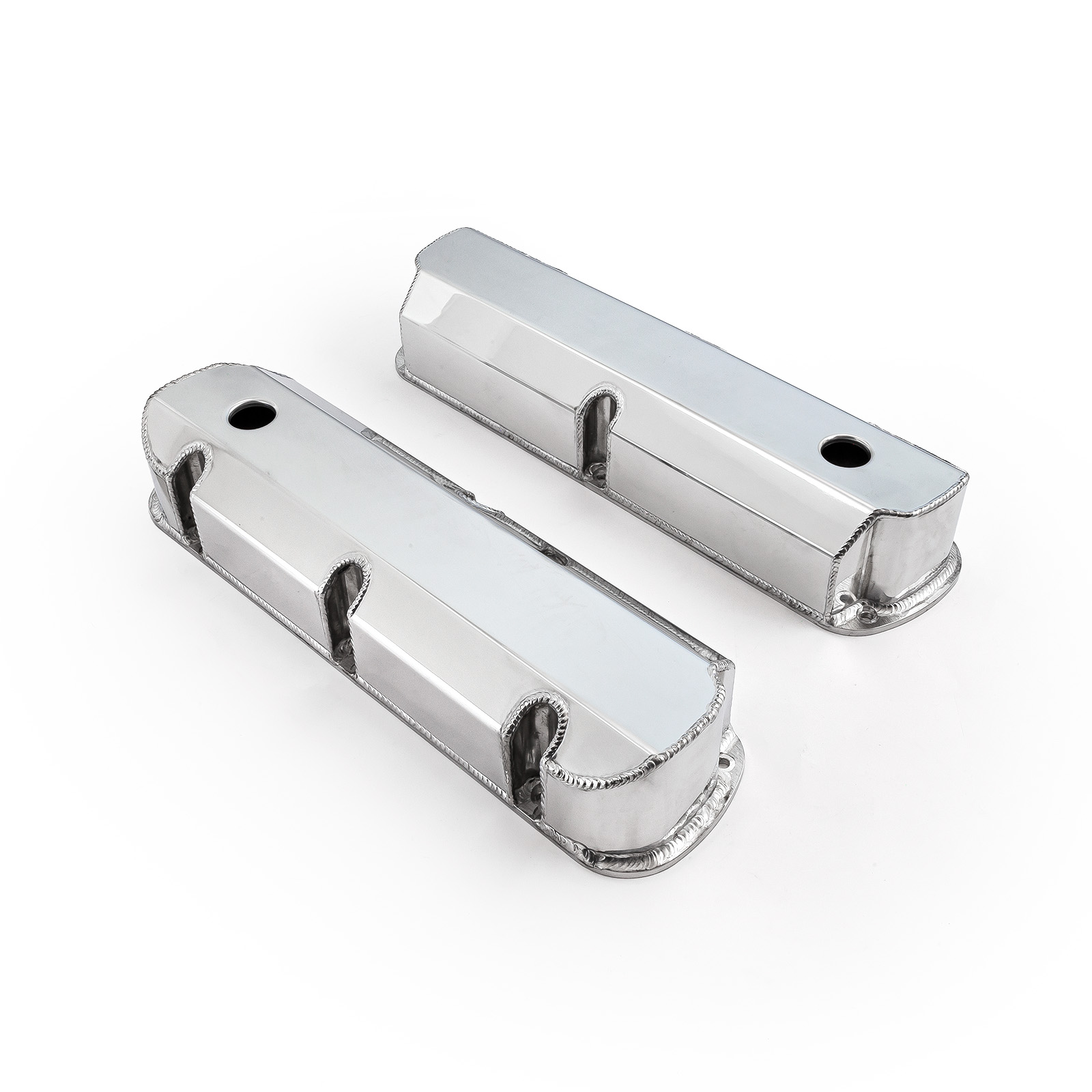Speedmaster® PCE314.1113.02 Ford SB 289 302 351 Windsor Fabricated Valve Covers Polished Tall w/ Hole