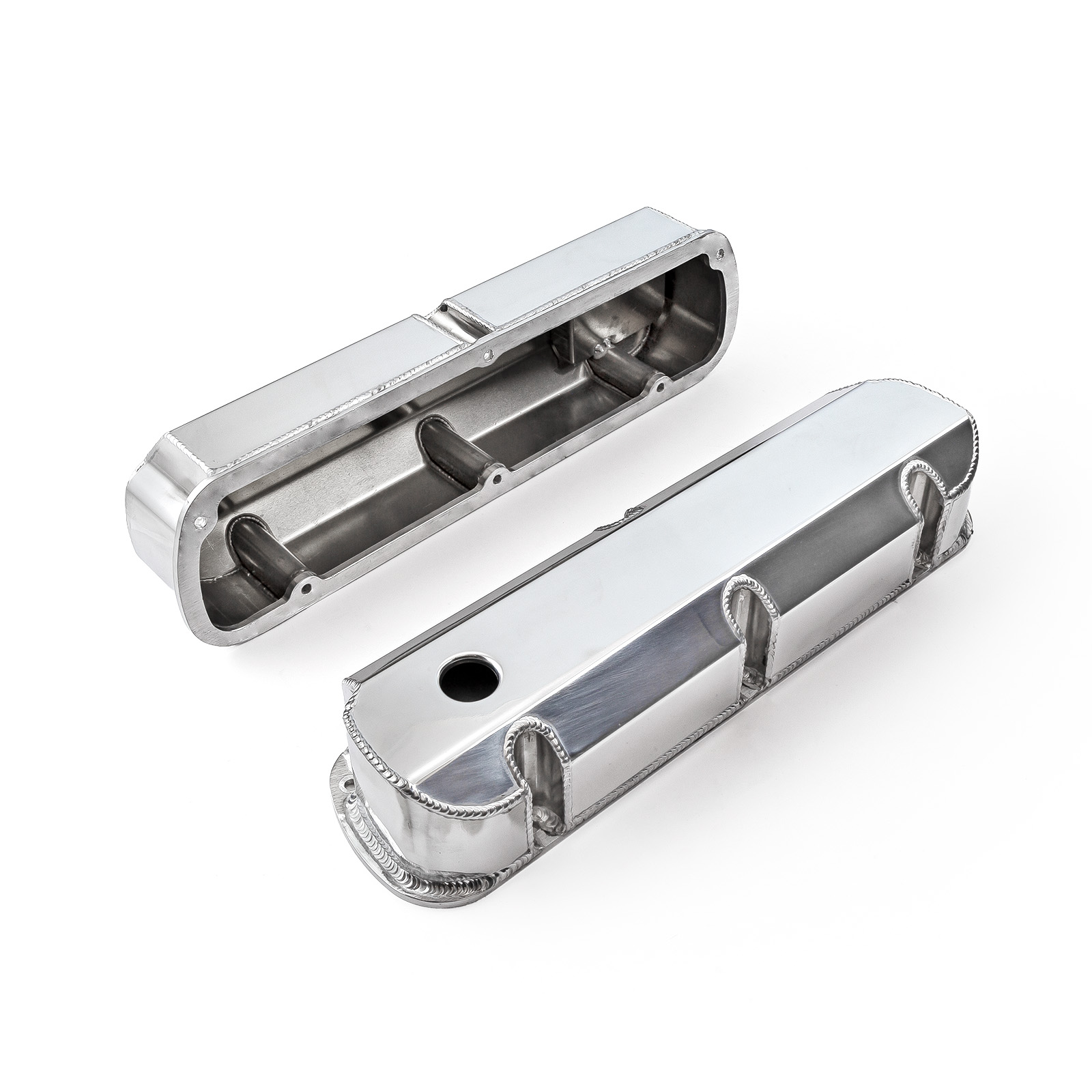 Speedmaster® PCE314.1113.02 Ford SB 289 302 351 Windsor Fabricated Valve Covers Polished Tall w/ Hole
