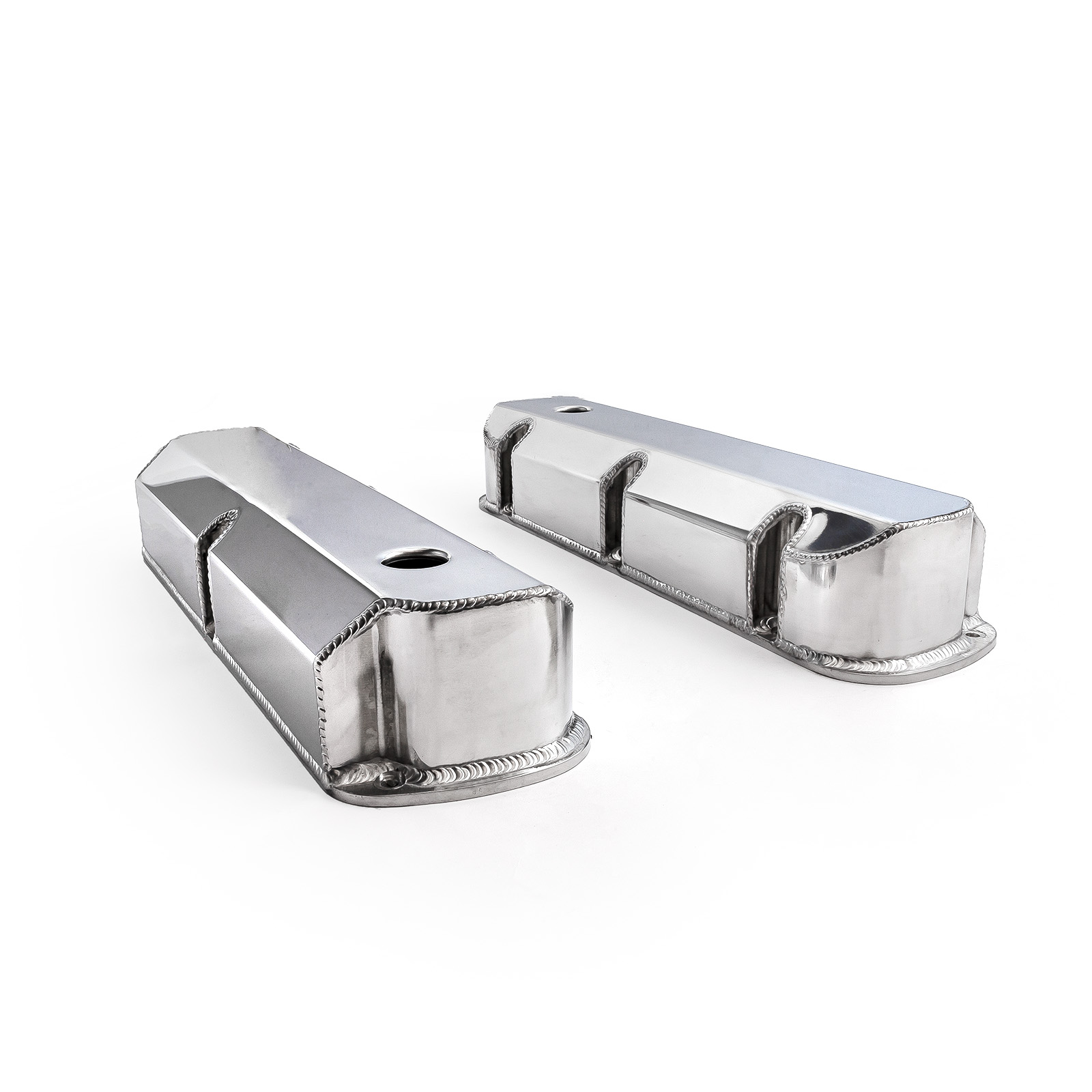Speedmaster® PCE314.1113.02 Ford SB 289 302 351 Windsor Fabricated Valve Covers Polished Tall w/ Hole