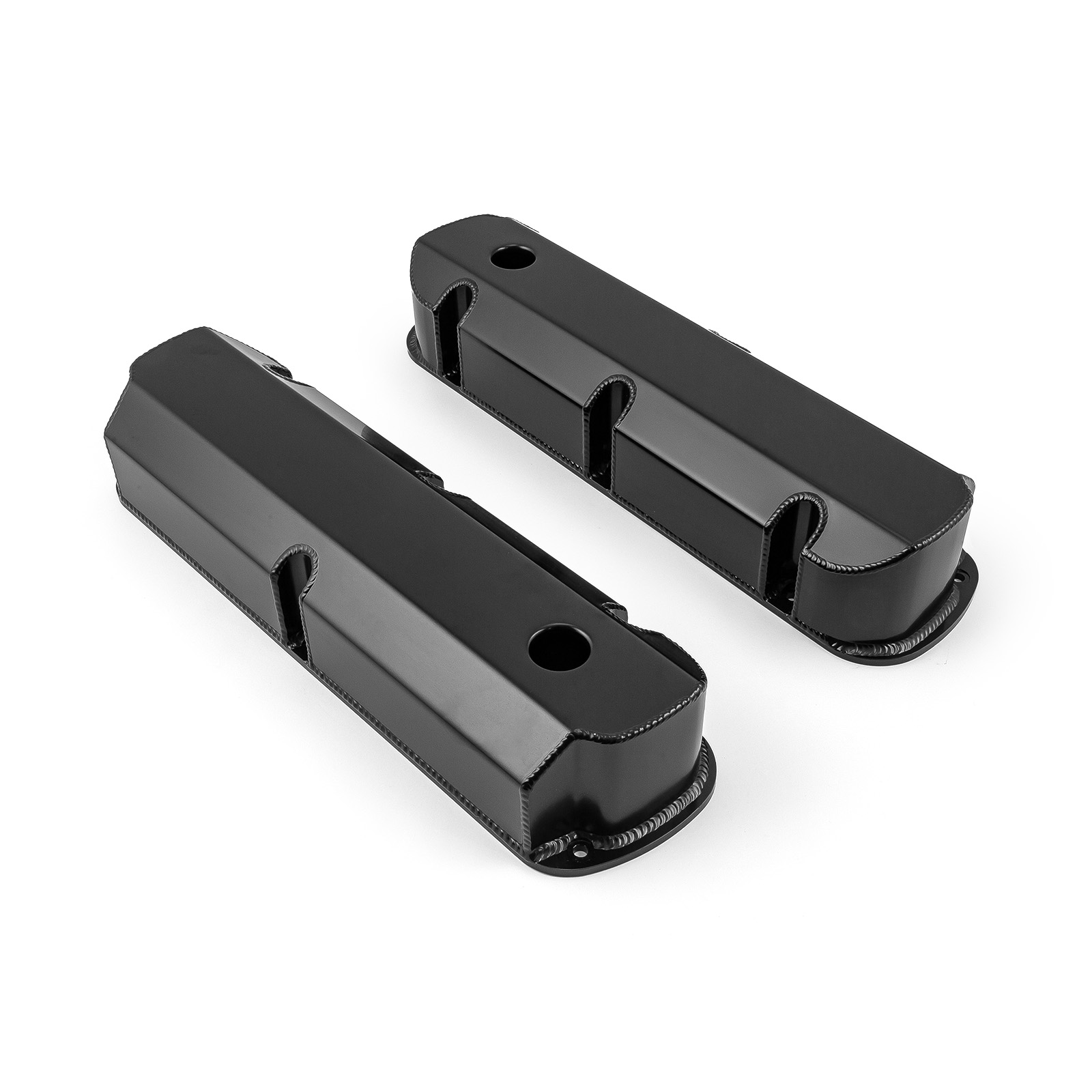 Speedmaster® PCE314.1113.03 Ford SB 289 302 351 Windsor Fabricated Valve Covers Black Tall w/ Hole