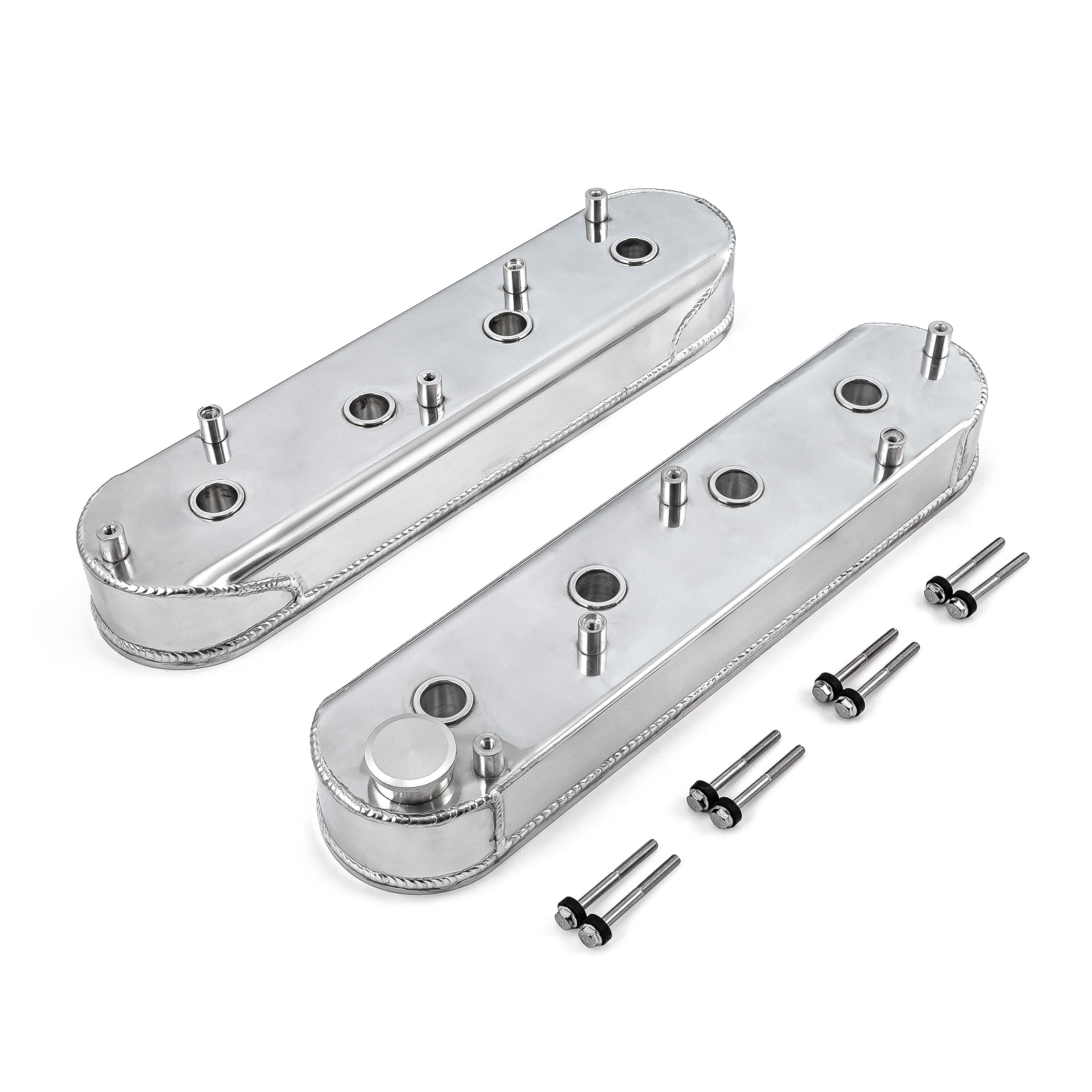 Chevy LS1 LS2 LS3 LS6 LS7 Polished Fabricated Valve Covers - w/ Coil Mounts
