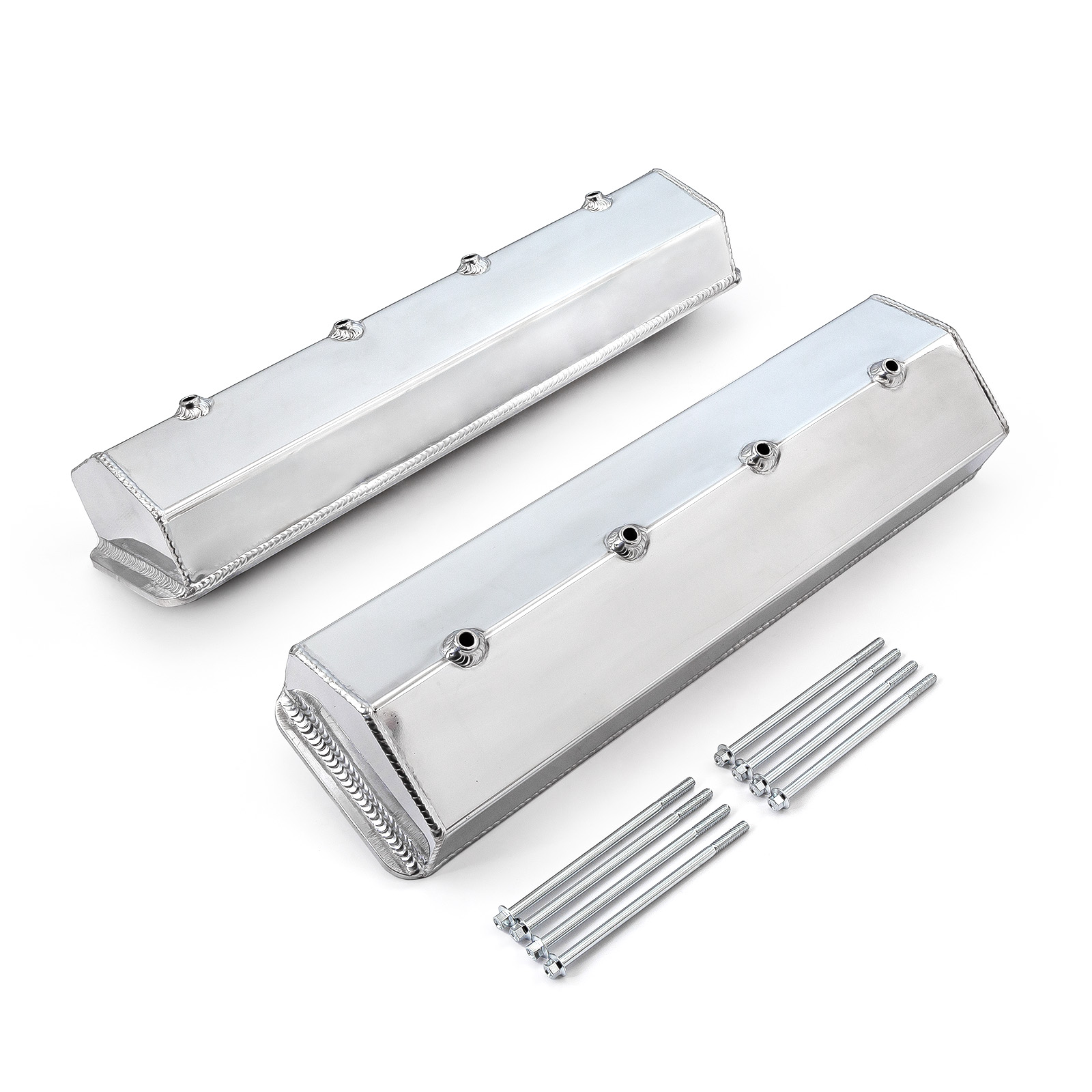 Speedmaster® PCE314.1137.01 Chevy SBC 350 Vortec Center Bolt Fabricated Valve Covers Polished Tall w/o Hole