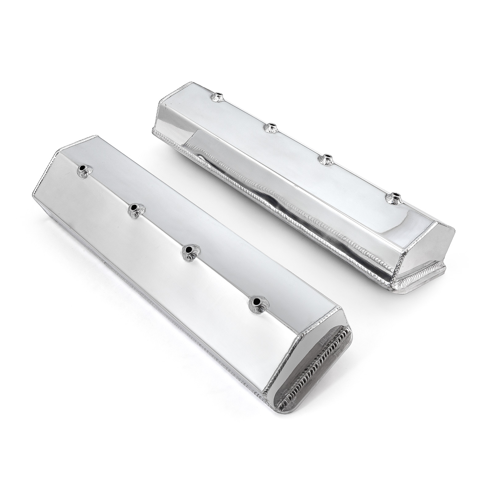 Speedmaster® PCE314.1137.01 Chevy SBC 350 Vortec Center Bolt Fabricated Valve Covers Polished Tall w/o Hole