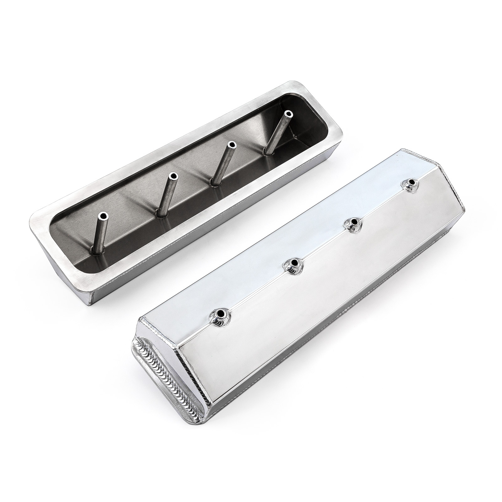 Speedmaster® PCE314.1137.01 Chevy SBC 350 Vortec Center Bolt Fabricated Valve Covers Polished Tall w/o Hole