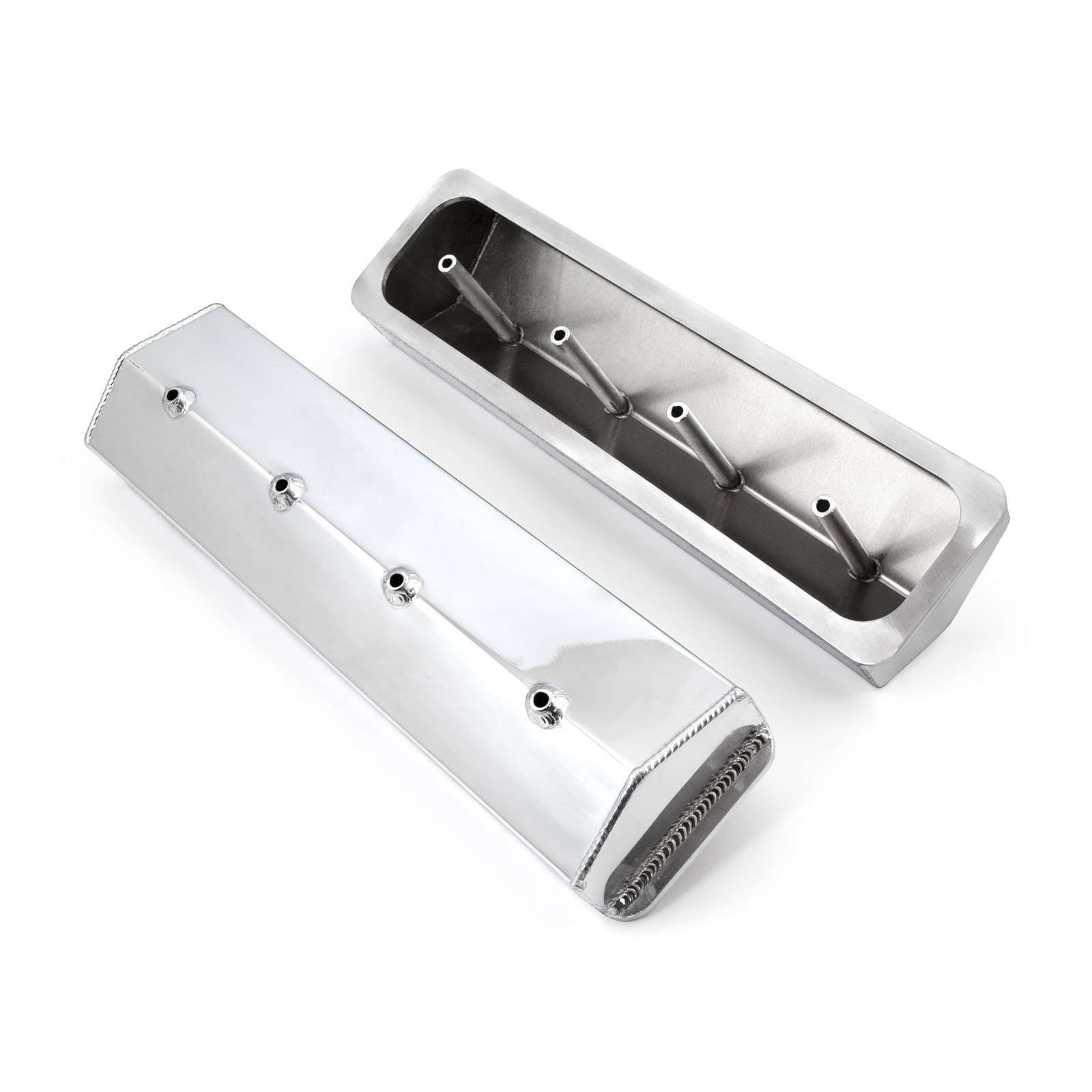 Speedmaster® PCE314.1137.01 Chevy SBC 350 Vortec Center Bolt Fabricated Valve Covers Polished Tall w/o Hole