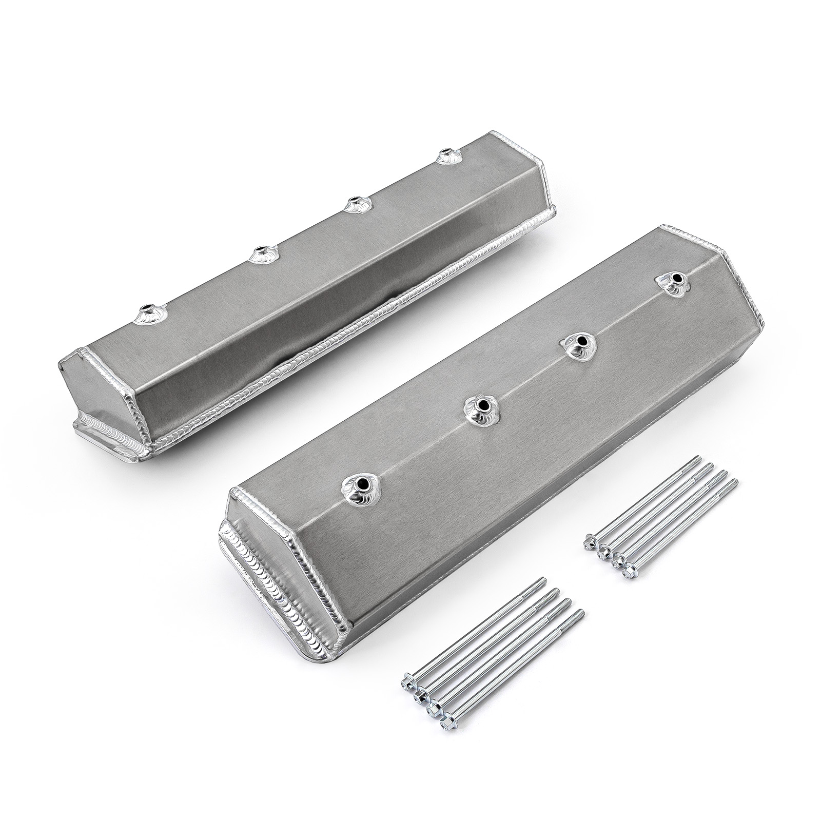 Speedmaster® PCE314.1137.02 Chevy SBC 350 Vortec Center Bolt Fabricated Valve Covers Satin Tall w/o Hole