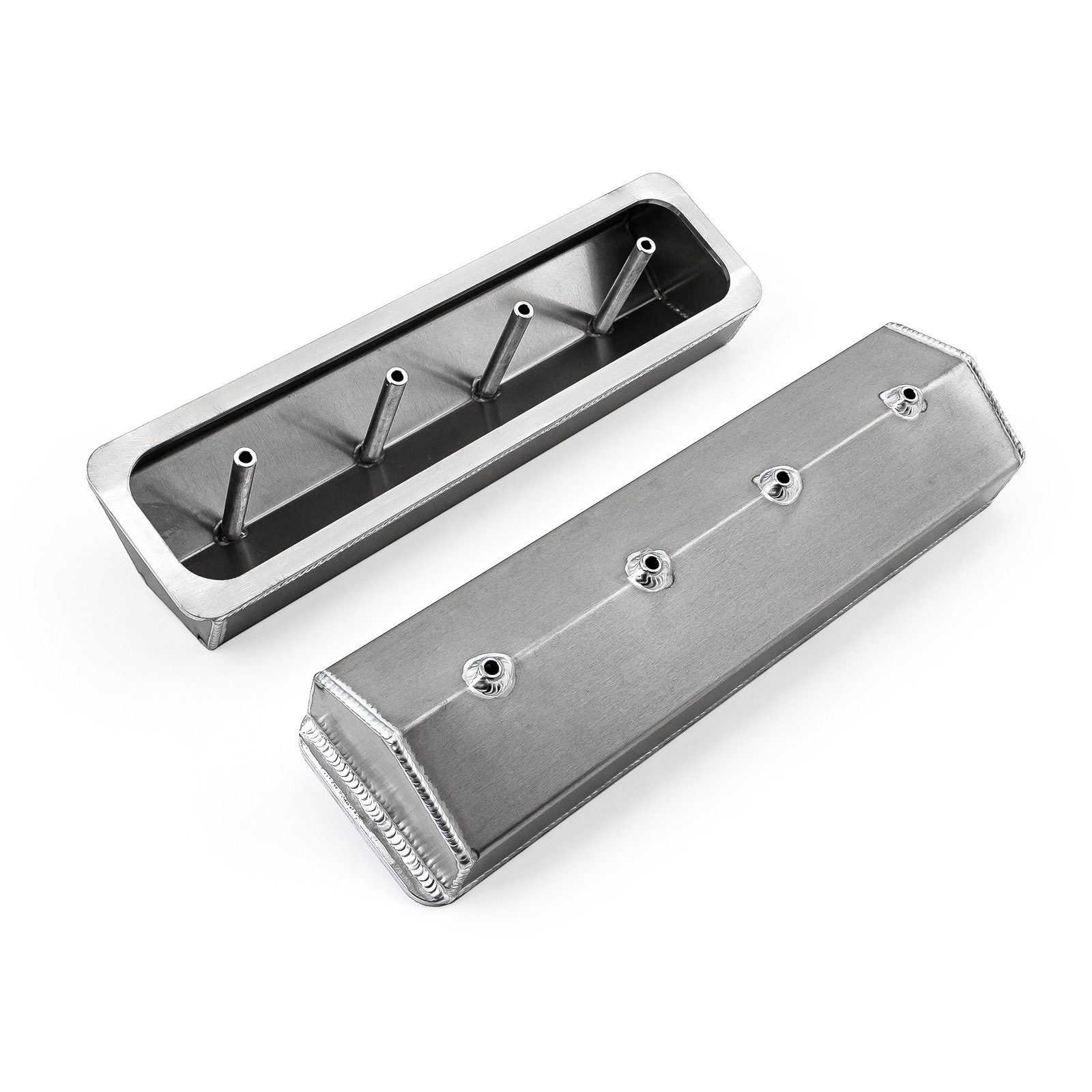 Speedmaster® PCE314.1137.02 Chevy SBC 350 Vortec Center Bolt Fabricated Valve Covers Satin Tall w/o Hole