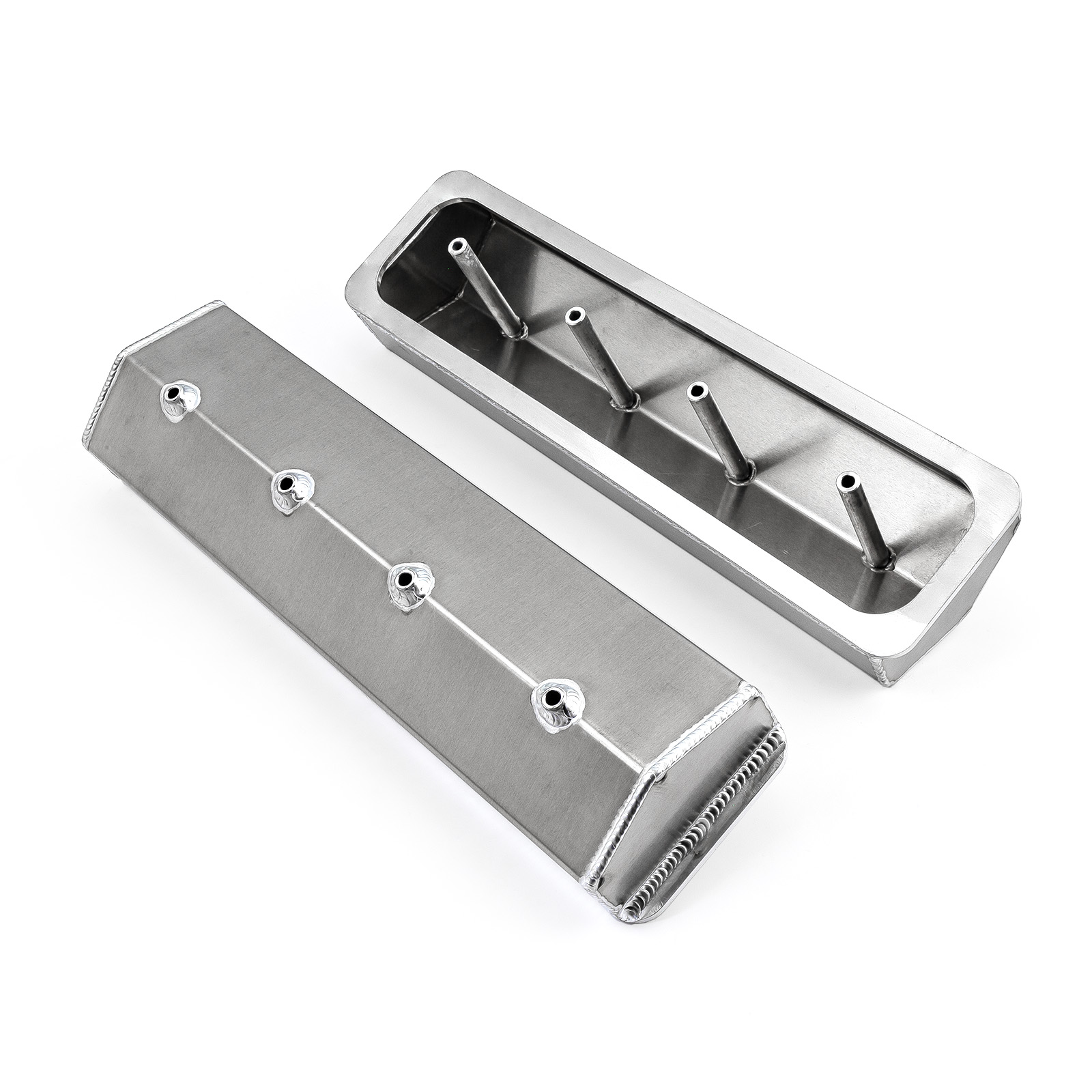 Speedmaster® PCE314.1137.02 Chevy SBC 350 Vortec Center Bolt Fabricated Valve Covers Satin Tall w/o Hole
