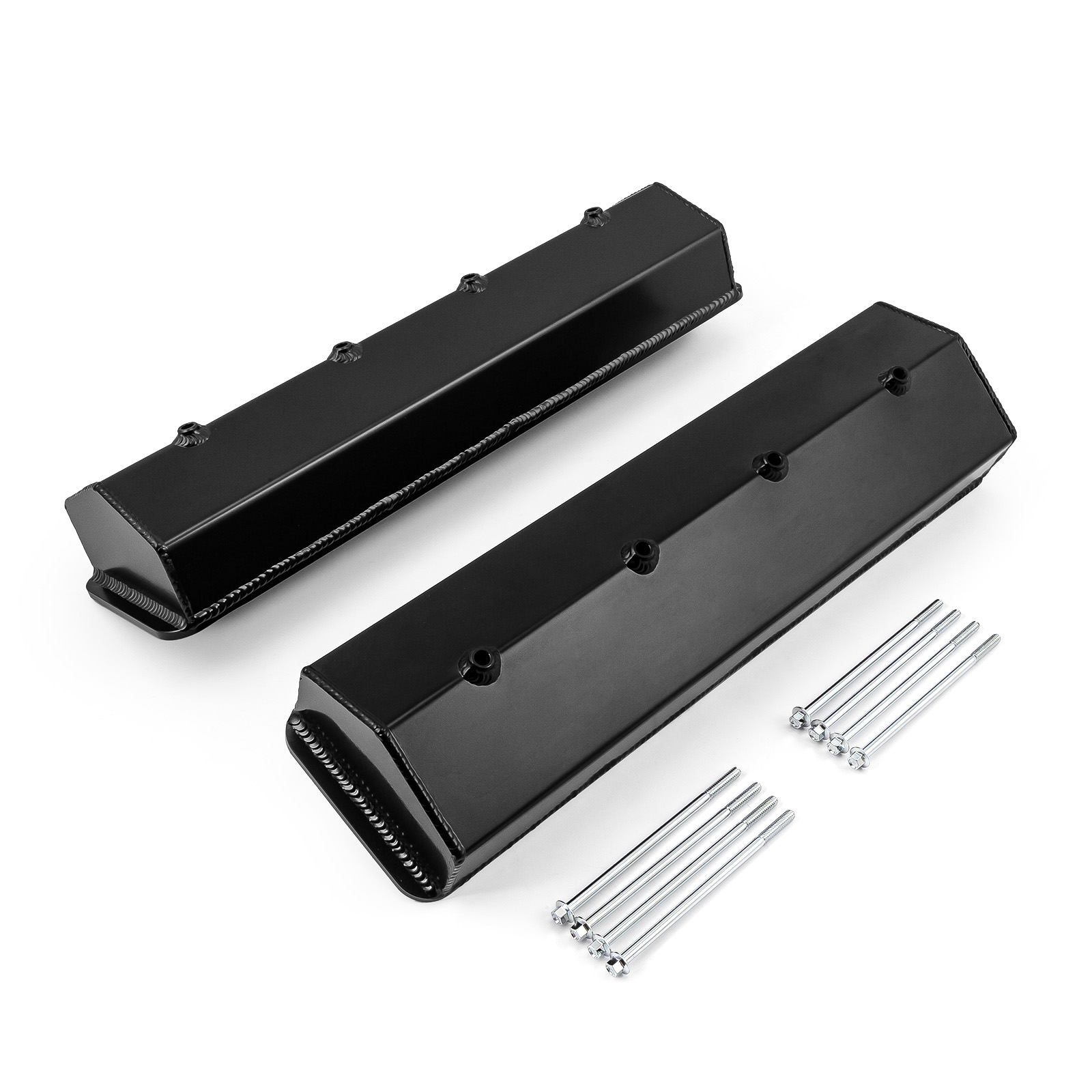 Chevy SBC 350 Vortec Center Bolt Fabricated Valve Covers Black Tall w/o Hole
