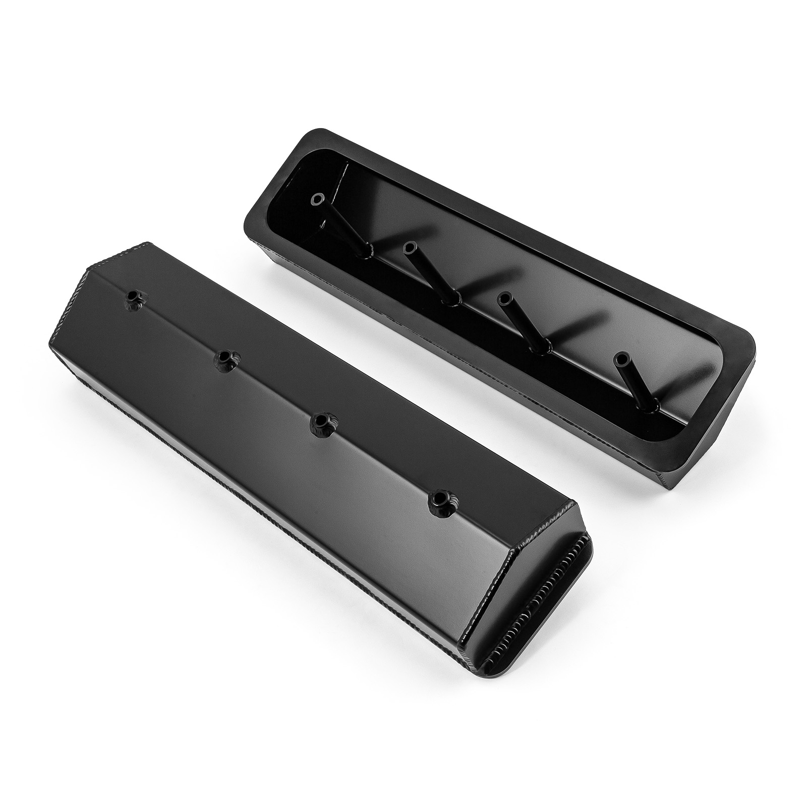 Speedmaster® PCE314.1137.03 Chevy SBC 350 Vortec Center Bolt Fabricated Valve Covers Black Tall w/o Hole