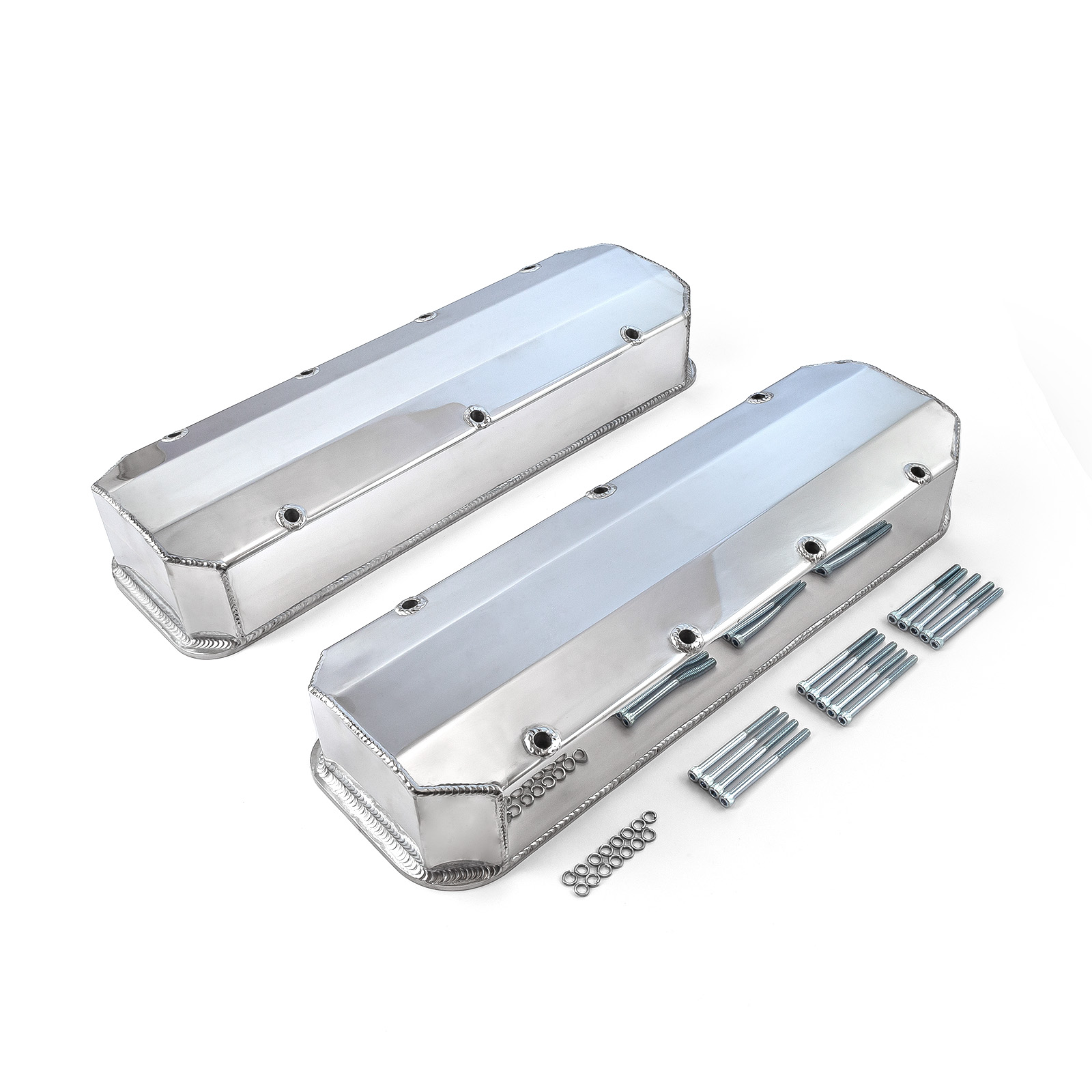 Speedmaster® PCE314.1160.02 Chevy BBC 454 Long Bolt Fabricated Valve Covers Polished Tall w/o Hole
