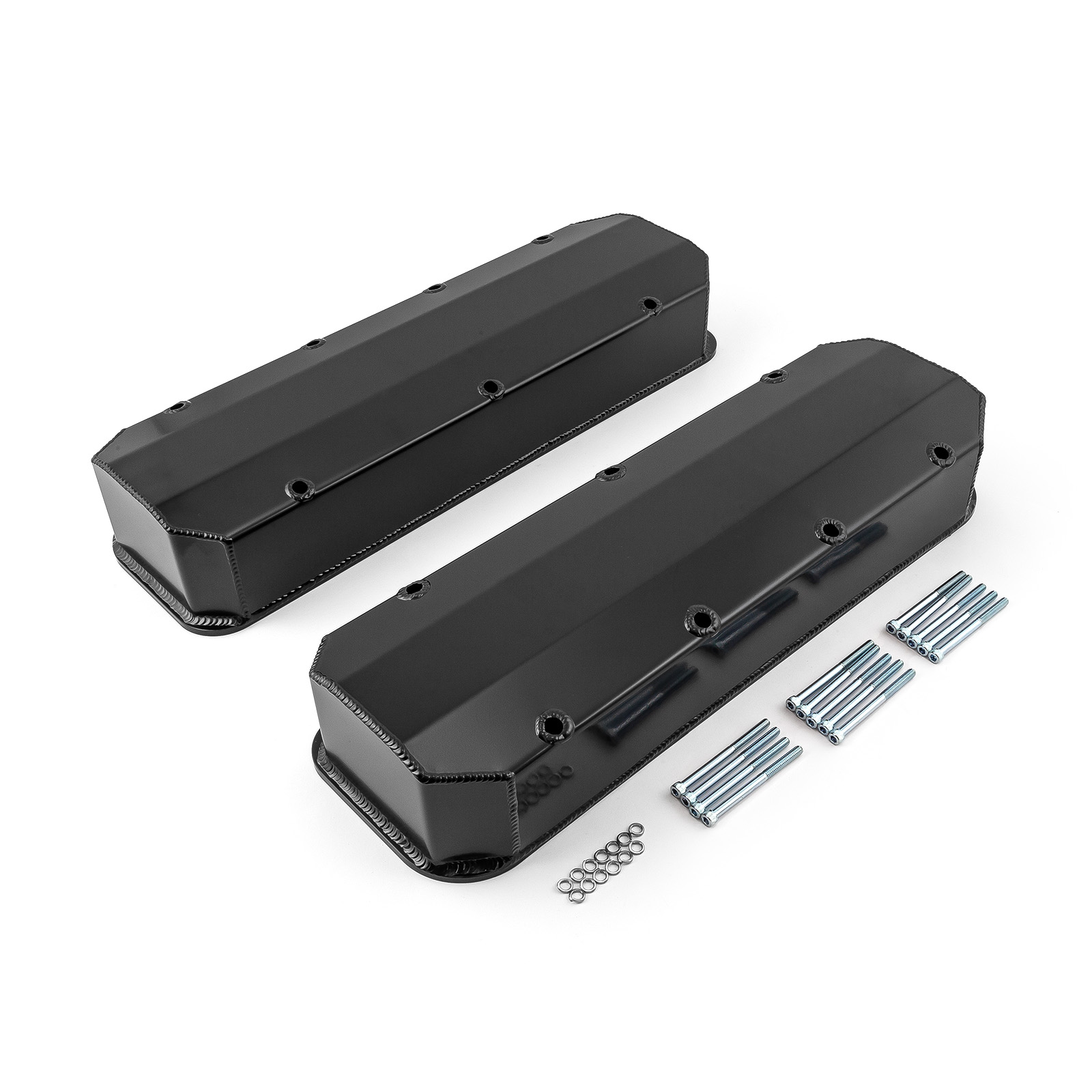 Speedmaster® PCE314.1160.03 Chevy BBC 454 Long Bolt Fabricated Valve Covers Black Tall w/o Hole