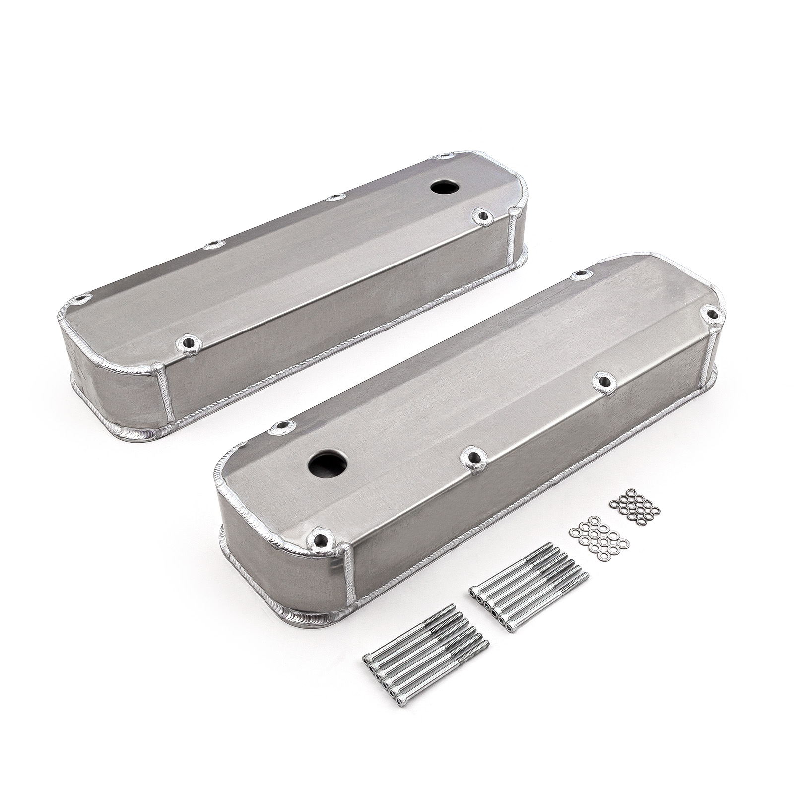 Speedmaster® PCE314.1208.01 Ford 429 460 Satin Long Bolt Fabricated Valve Covers - Tall w/ Hole