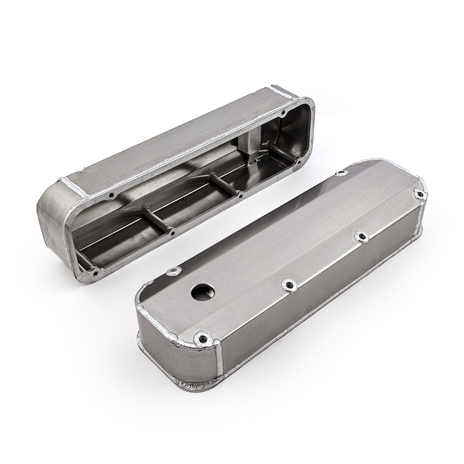 Speedmaster® PCE314.1208.01 Ford 429 460 Satin Long Bolt Fabricated Valve Covers - Tall w/ Hole