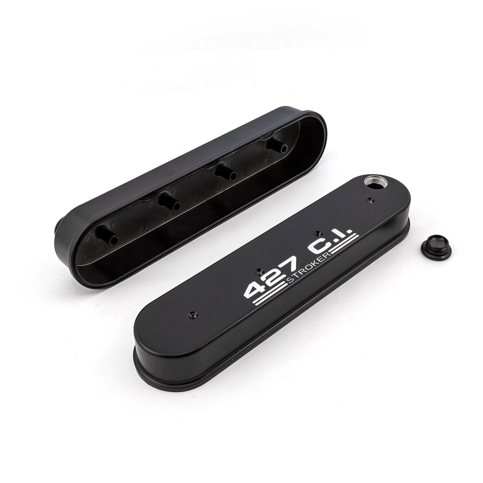 Speedmaster® PCE314.1226.02 Chevy Ls1 Ls2 Ls3 Ls6 Ls7 Black 427Ci Aluminum Valve Covers - w/o Coil Mounts