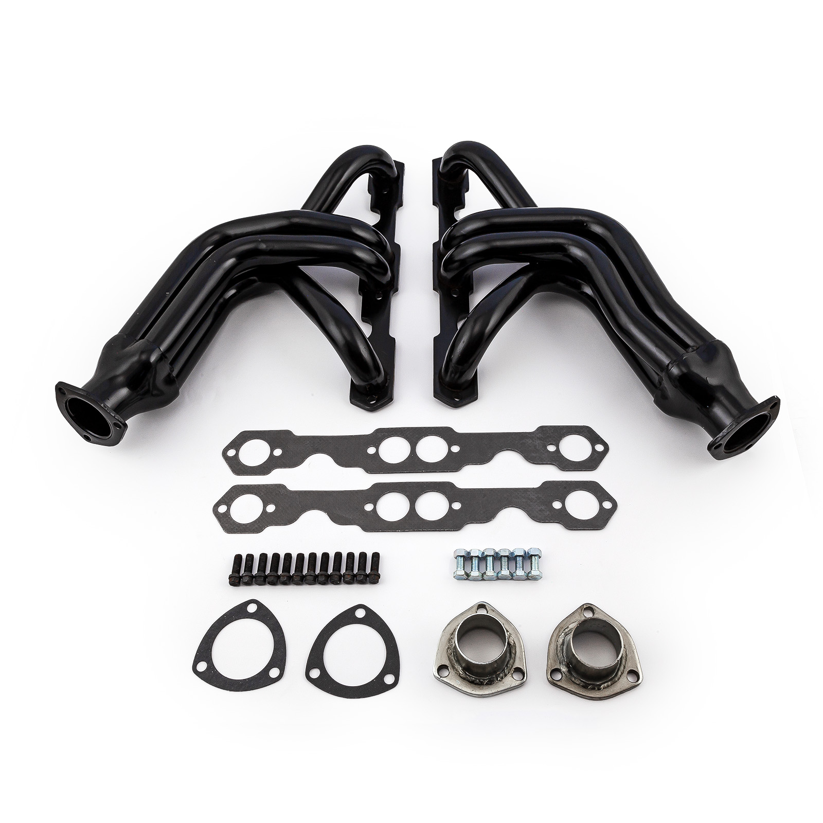 Speedmaster® PCE316.1153 Chevy SBC 350 1955-57 Tri-5 Mid Length Black Headers Straight Plug Heads