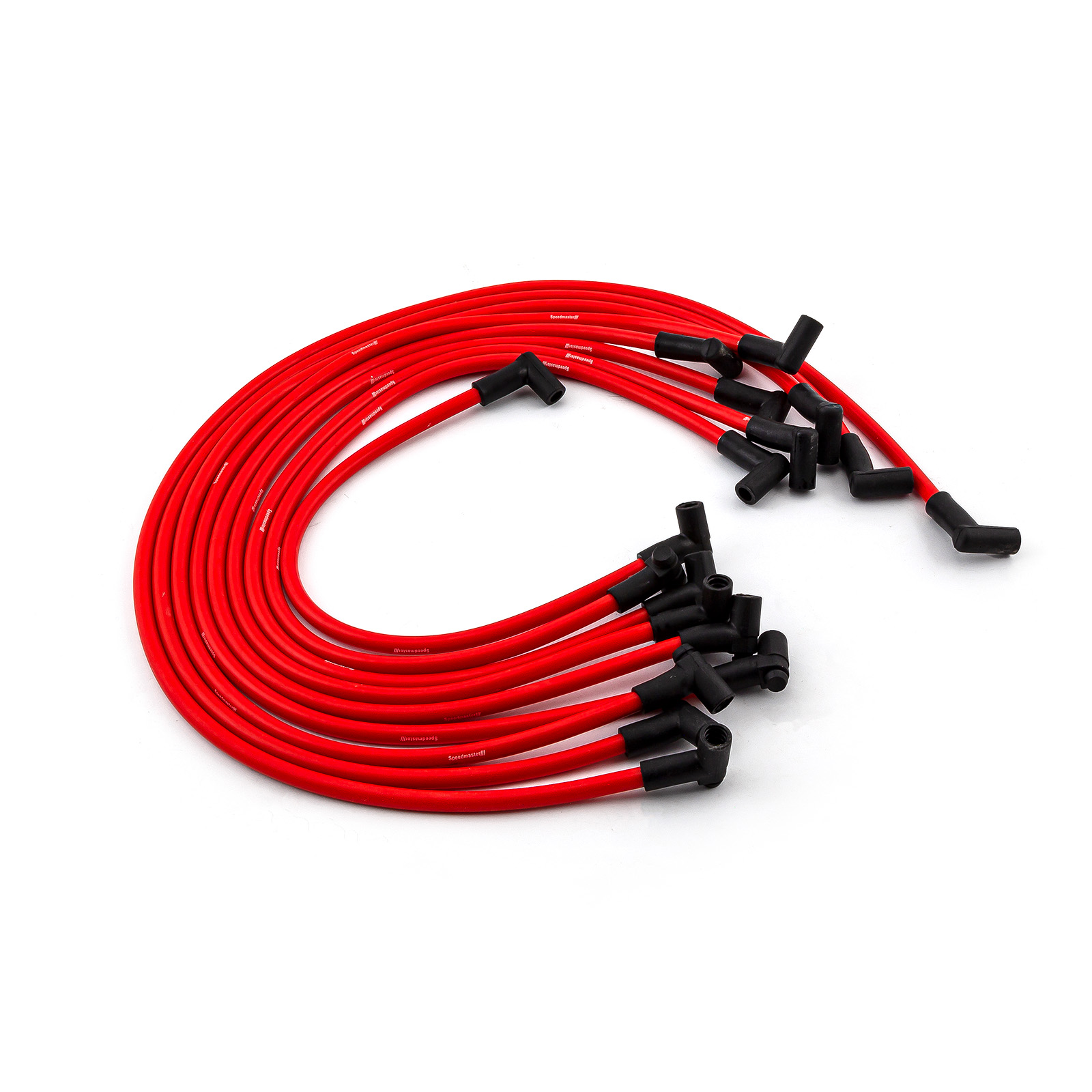 Speedmaster® PCE390.1012.03 Universal 90 Deg to 90 Deg Under Covers Male Red Spark Plug Wires Suits Chevy