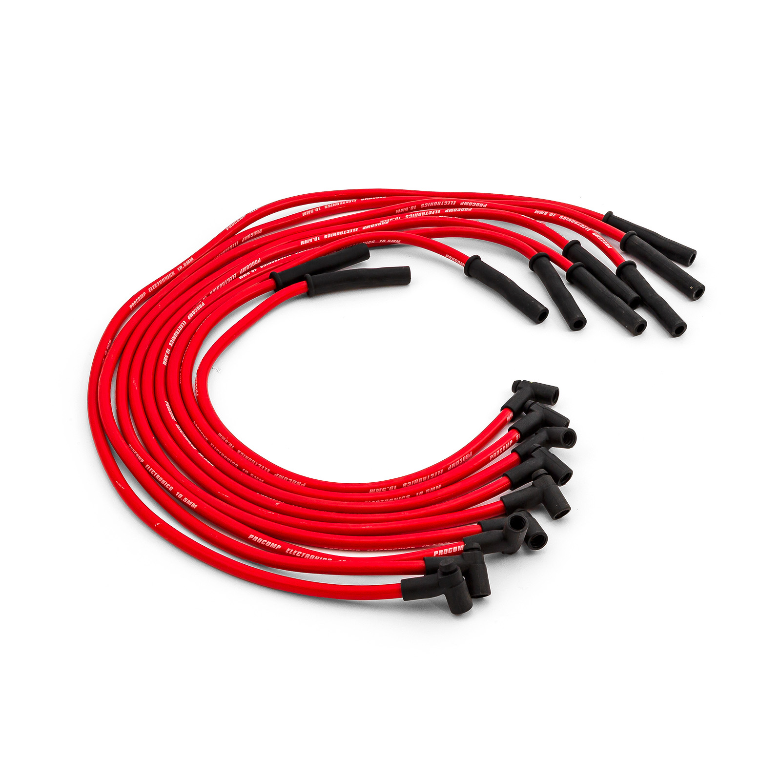 Universal 90 Deg to Straight - Male - Red Spark Plug Wires (Suits Ford)