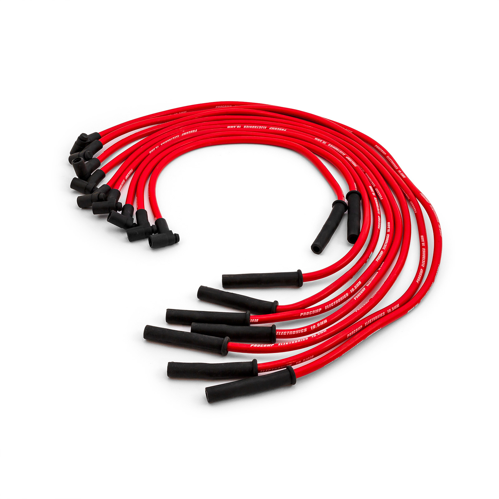 Speedmaster® PCE390.1024.03 Universal 90 Deg to Straight - Male - Red Spark Plug Wires (Suits Ford)