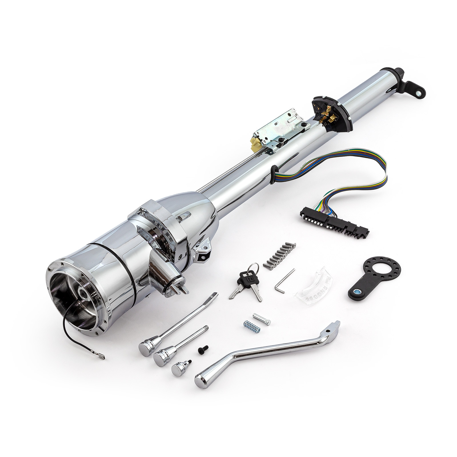 32" Column Shift Tilt Steering Column w/ Ignition Keys & Steering Wheel Adapter