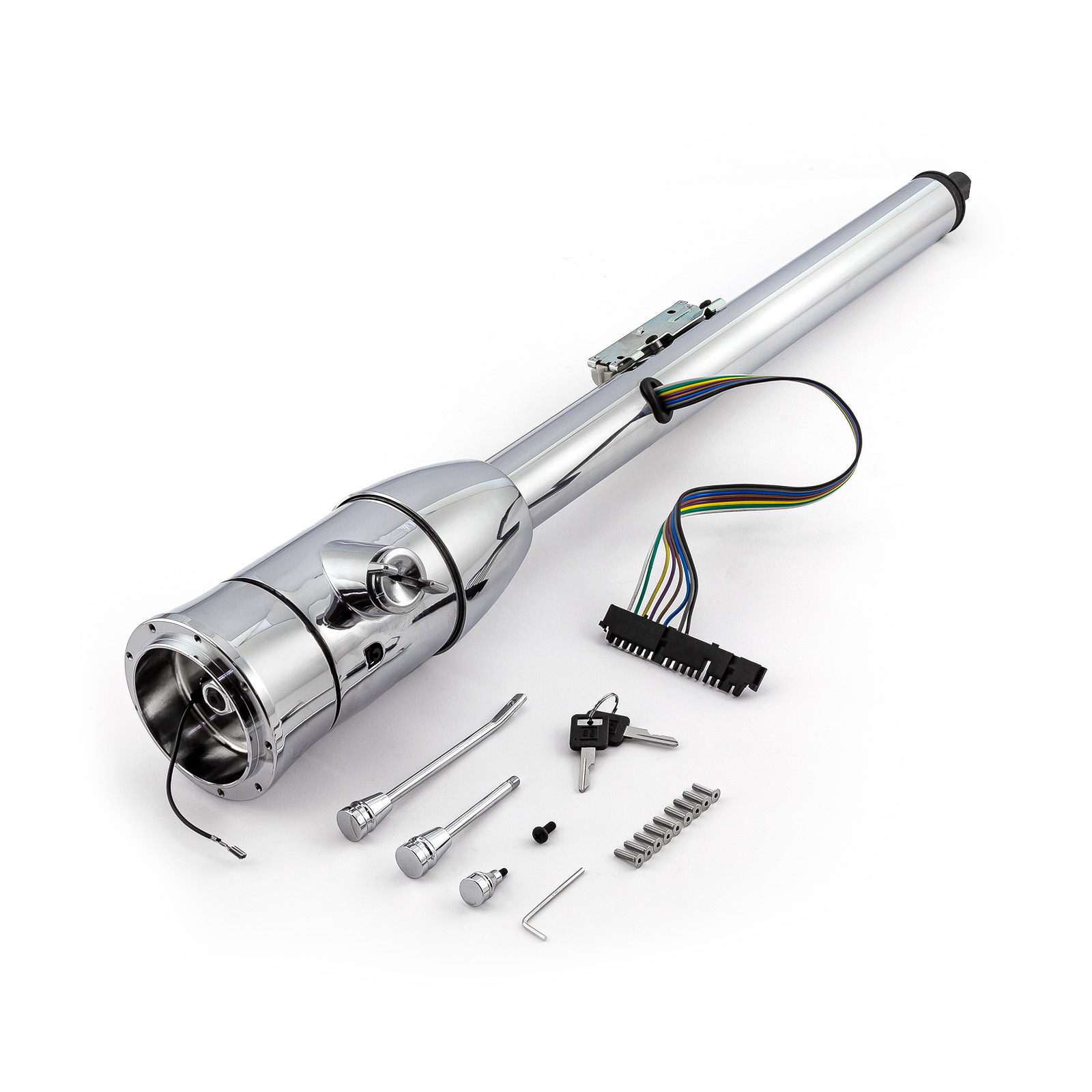 Speedmaster® PCE423.1004 32" Floor Shift Tilt Steering Column With Ignition Keys & Steering Wheel Adapter