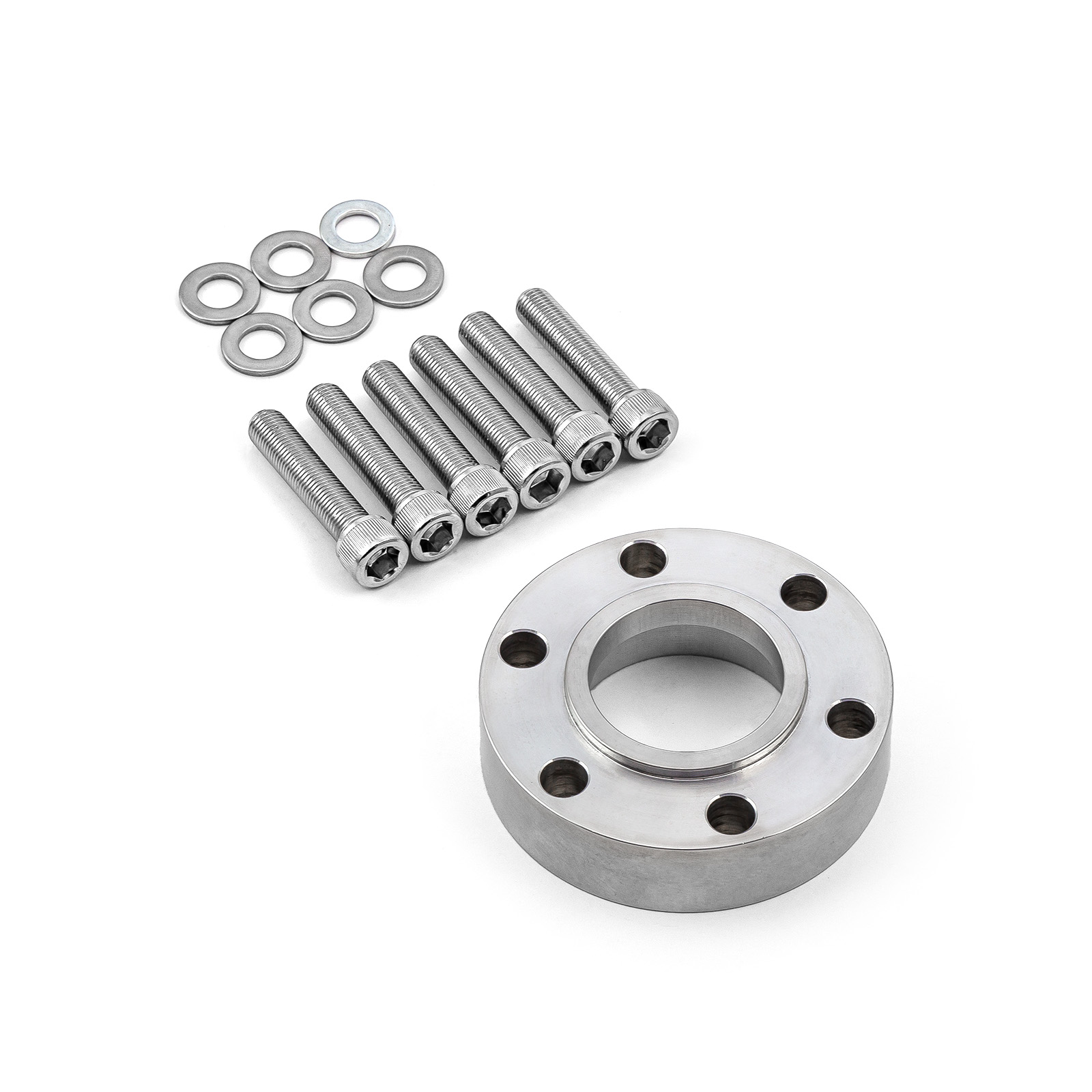 Speedmaster® PCE466.1003 Supercharger Snout / Crank Pulley Spacer w/ Hardware Billet Aluminum 0.865" Thick