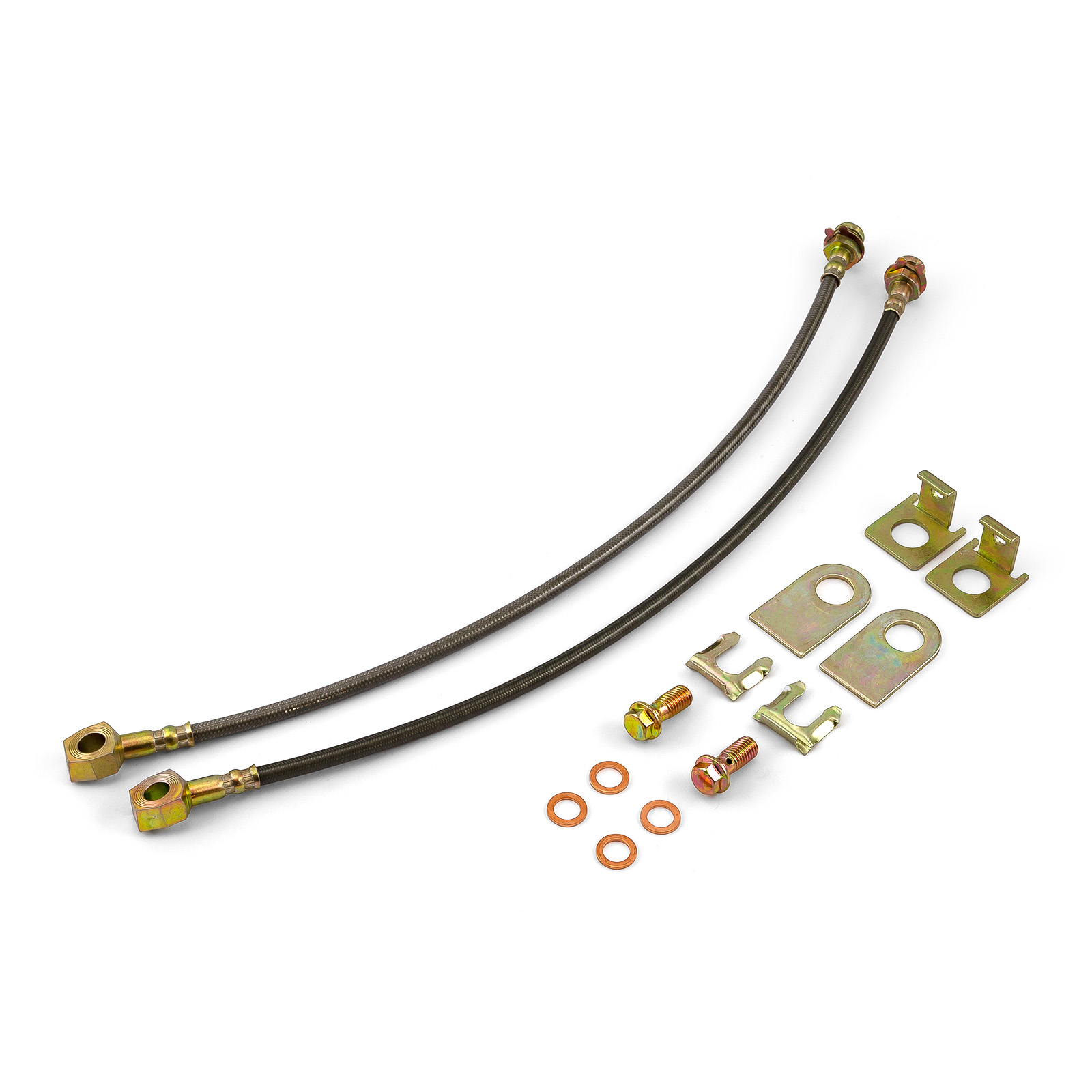 10MM Banjo 18" Long Stainless Steel Brake Lines(Pair) with Hardware